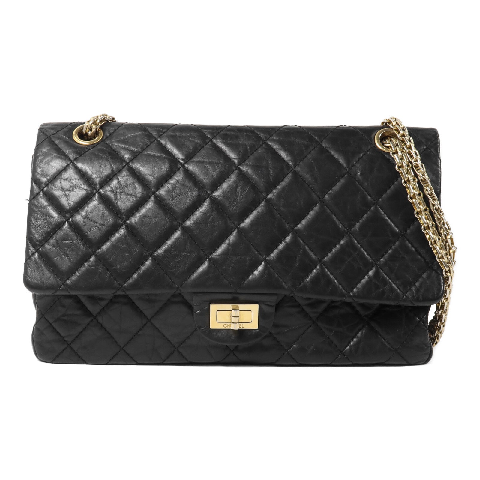 CHANEL 牛皮皮革2.55 Medium鏈帶肩背袋
