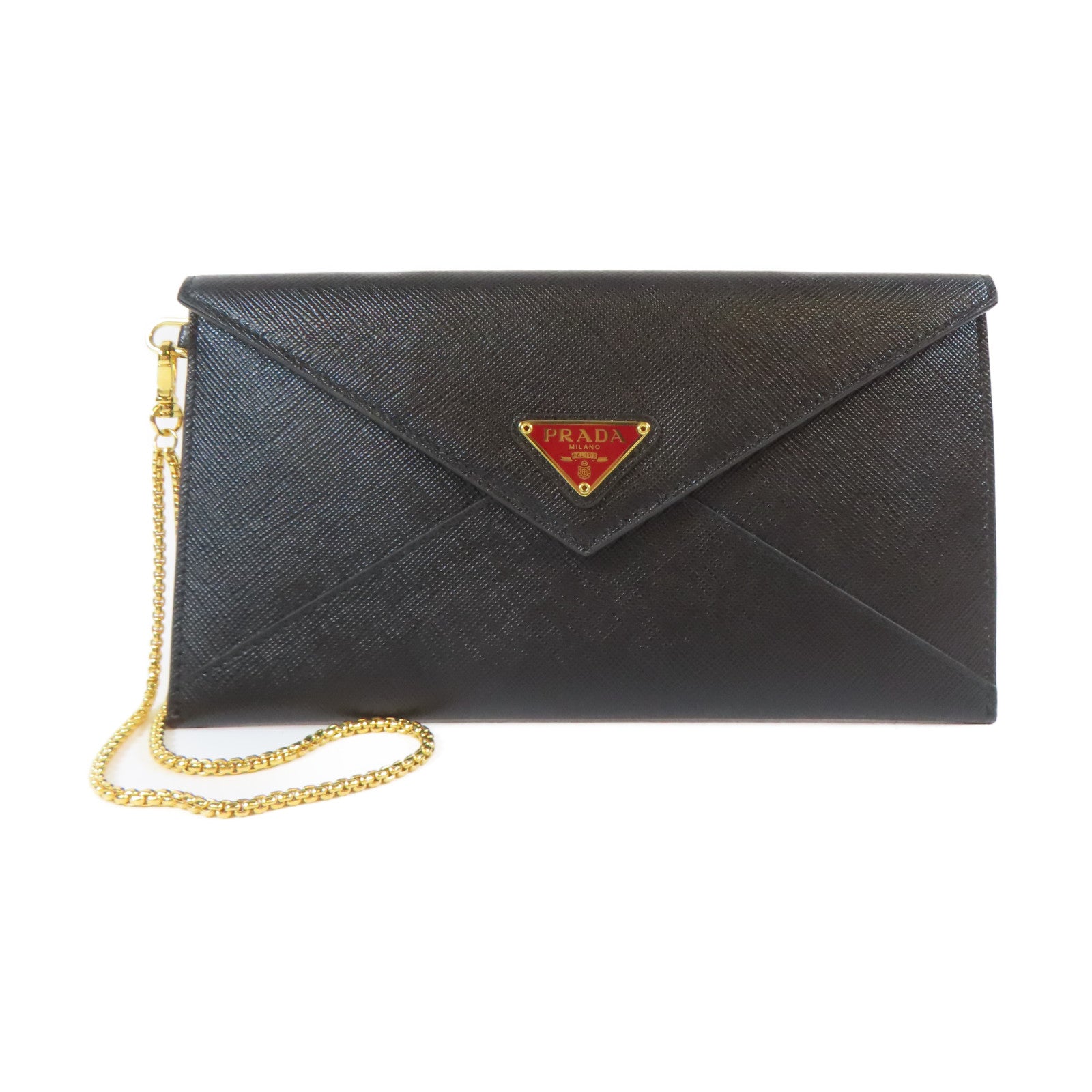 PRADA 牛皮皮革Long wallet金扣長錢包黑色