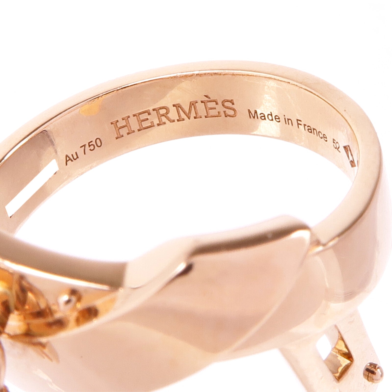 HERMES 18K玫瑰金Kelly Gavroche Ring戒指Hermes#52/US#6