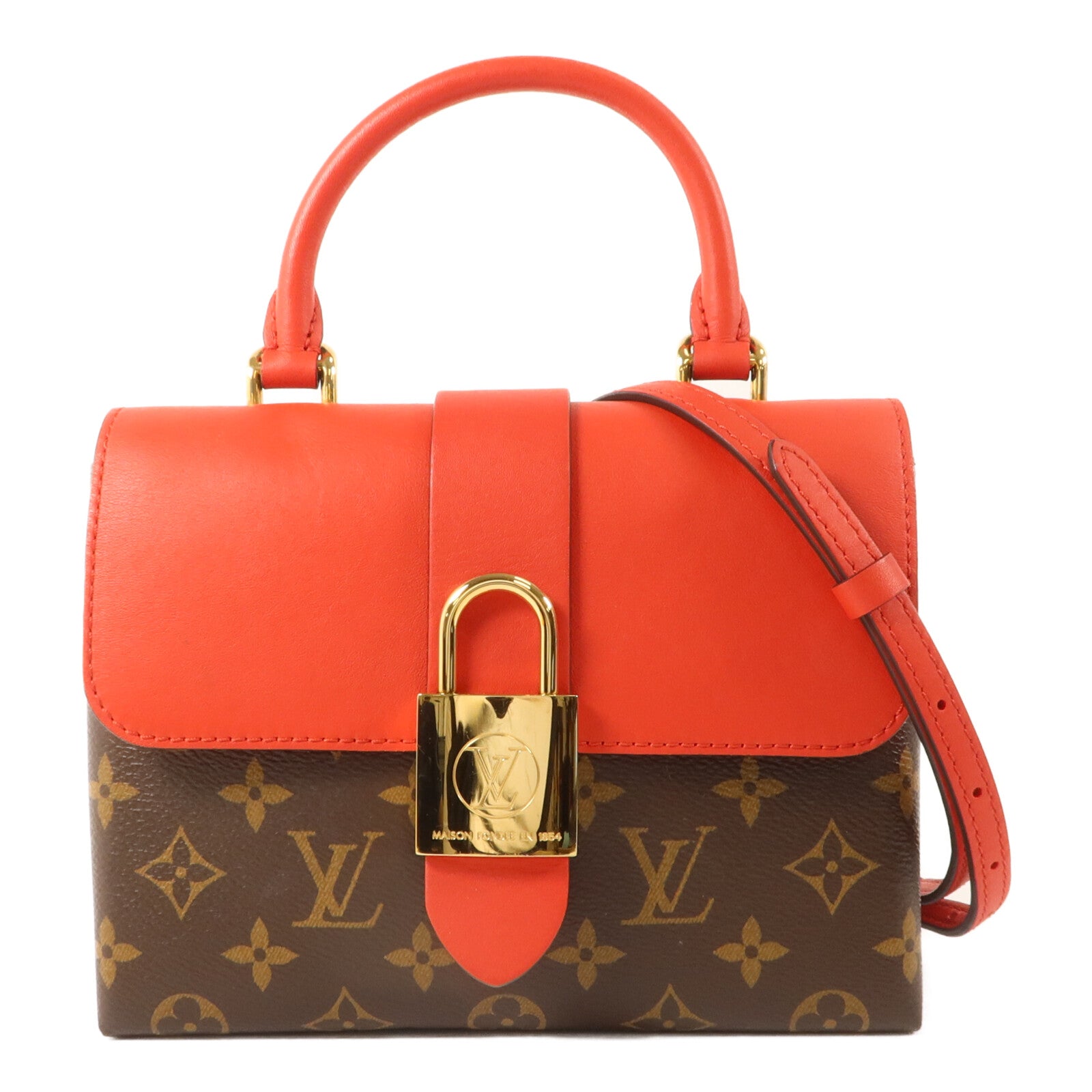 LOUIS VUITTON Monogram Locky BB手挽肩背棕色/紅色