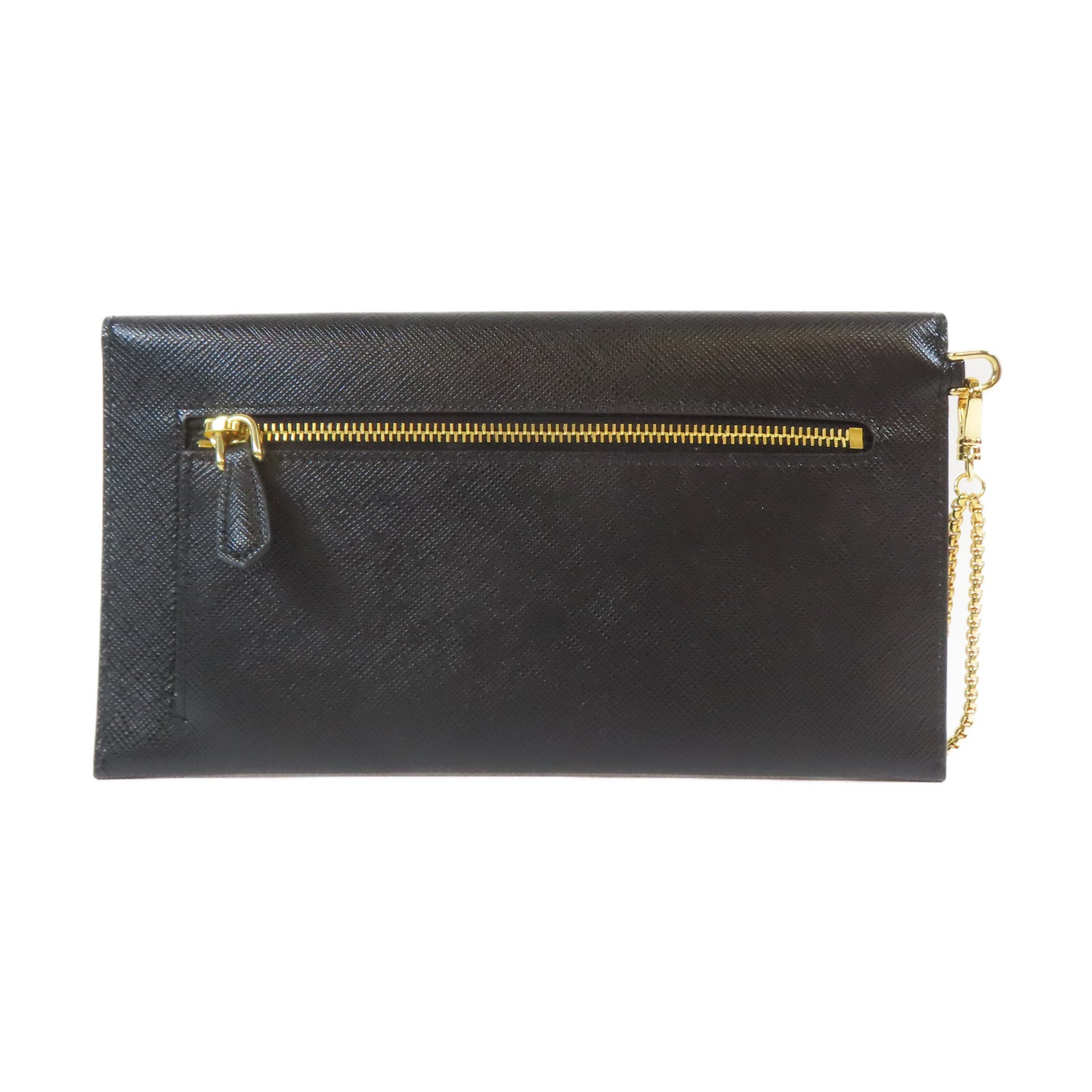 PRADA 牛皮皮革Long wallet金扣長錢包黑色