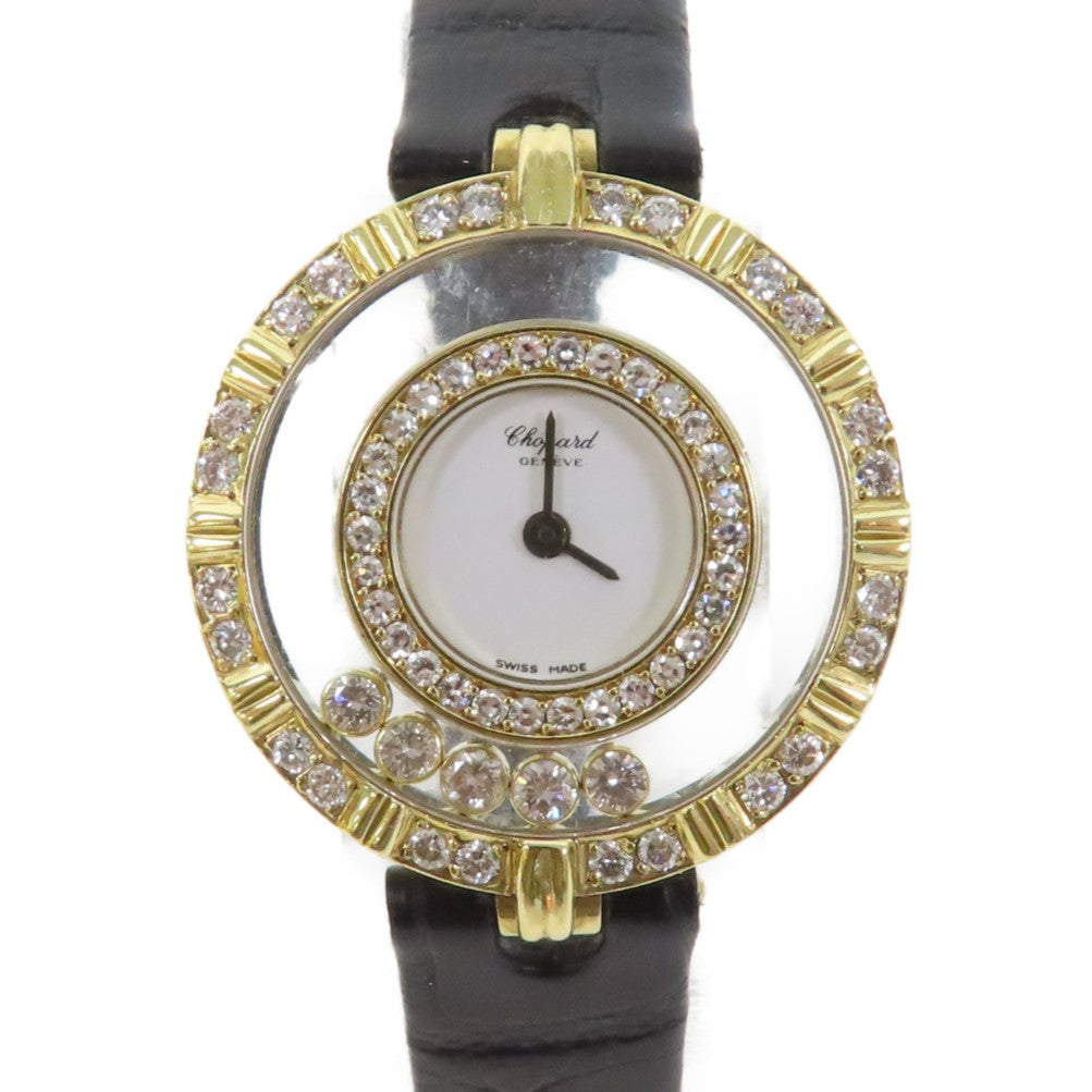 Chopard Happy Diamonds 18K黃金手錶石英機芯白色