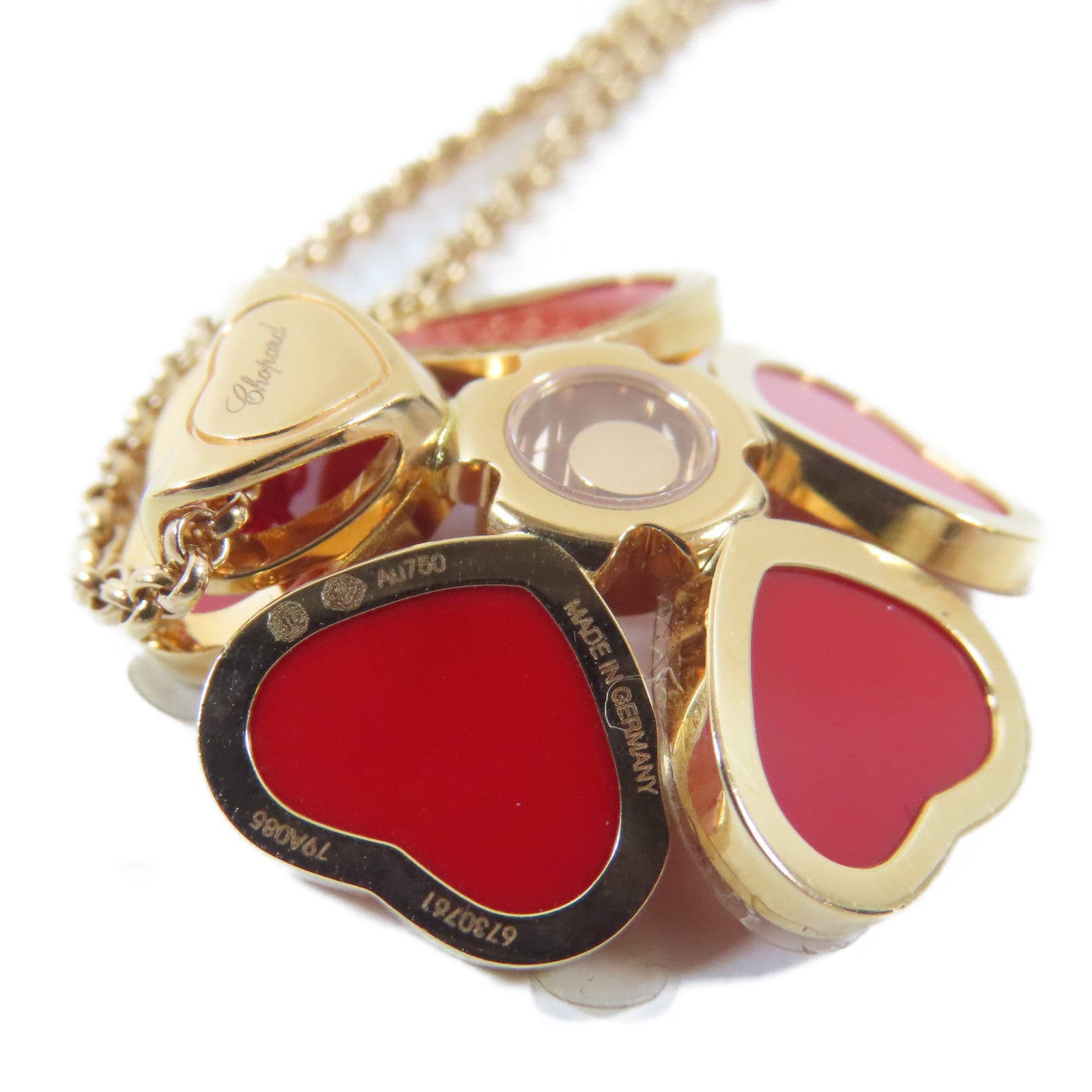 Chopard 18K玫瑰金Happy Hearts Flower Necklace 0.05ct鑽石項鍊#42cm
