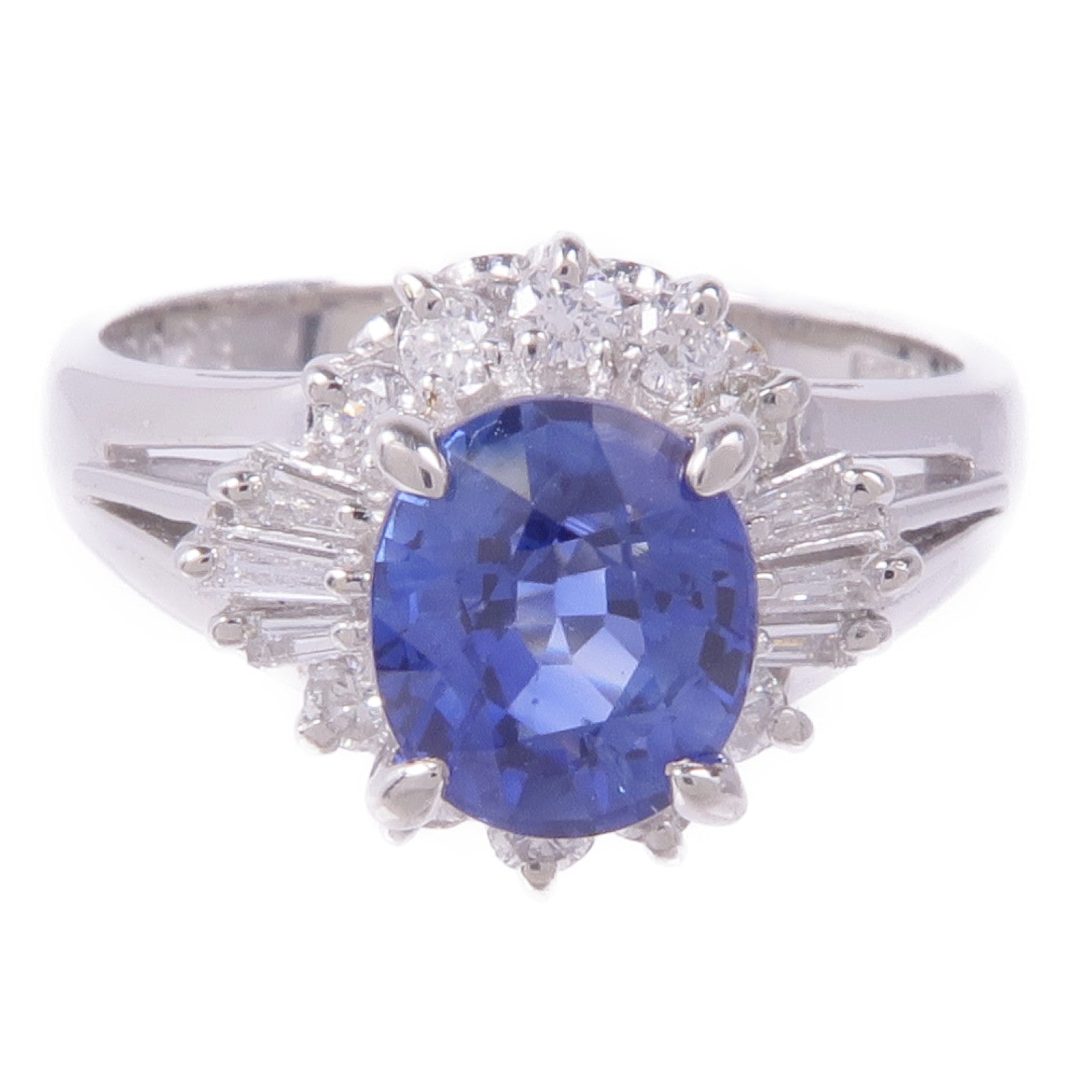 JEWELRY PT900鉑金Sapphire Diamond Ring藍寶石/鑽石戒指US#5.25