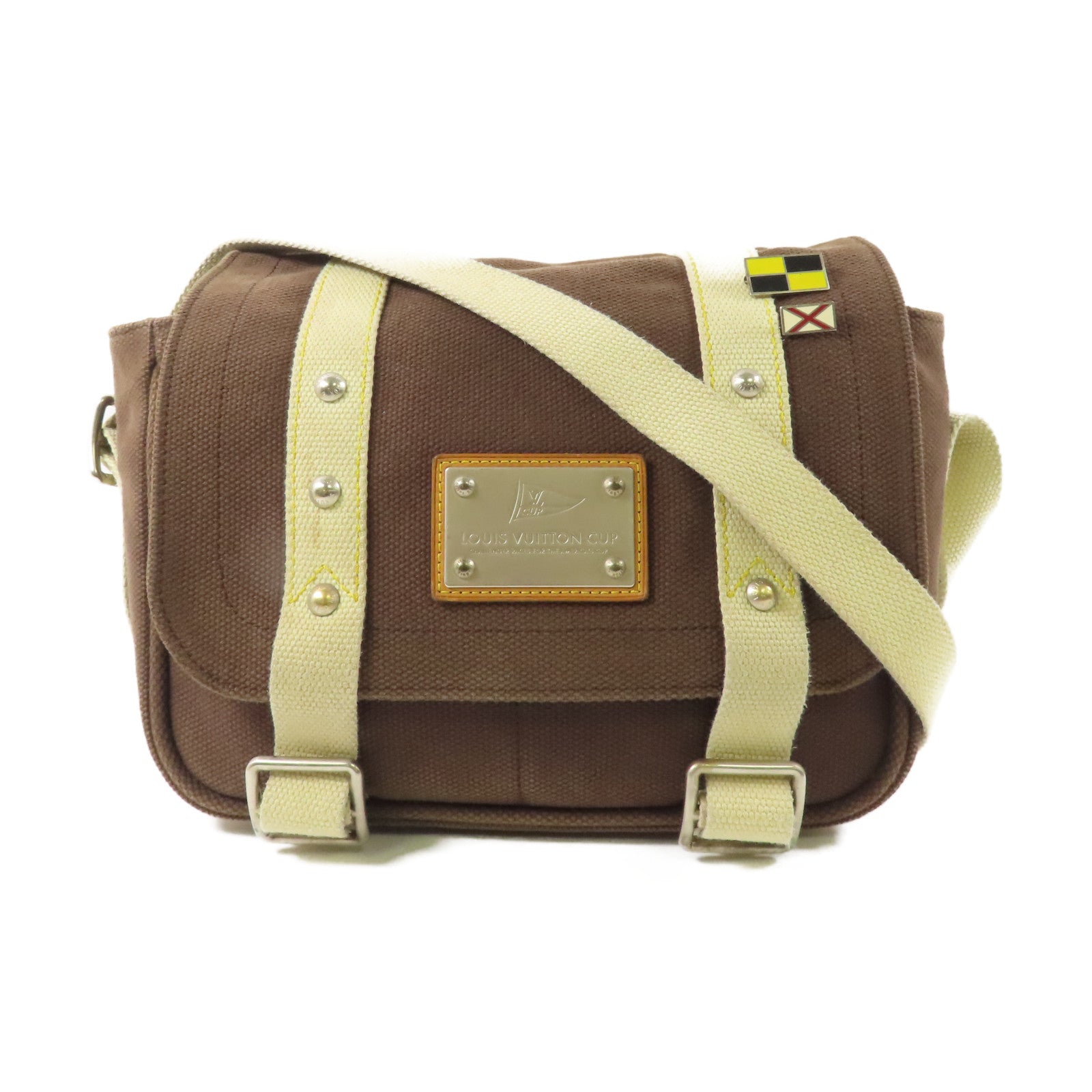 LOUIS VUITTON 帆布Besace PM銀扣肩背袋