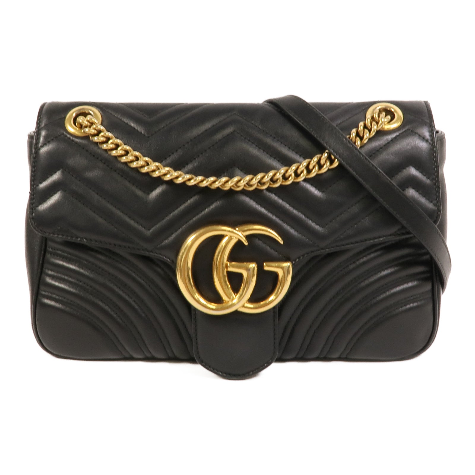 GUCCI 牛皮皮革GG Marmont Medium鏈帶肩背袋