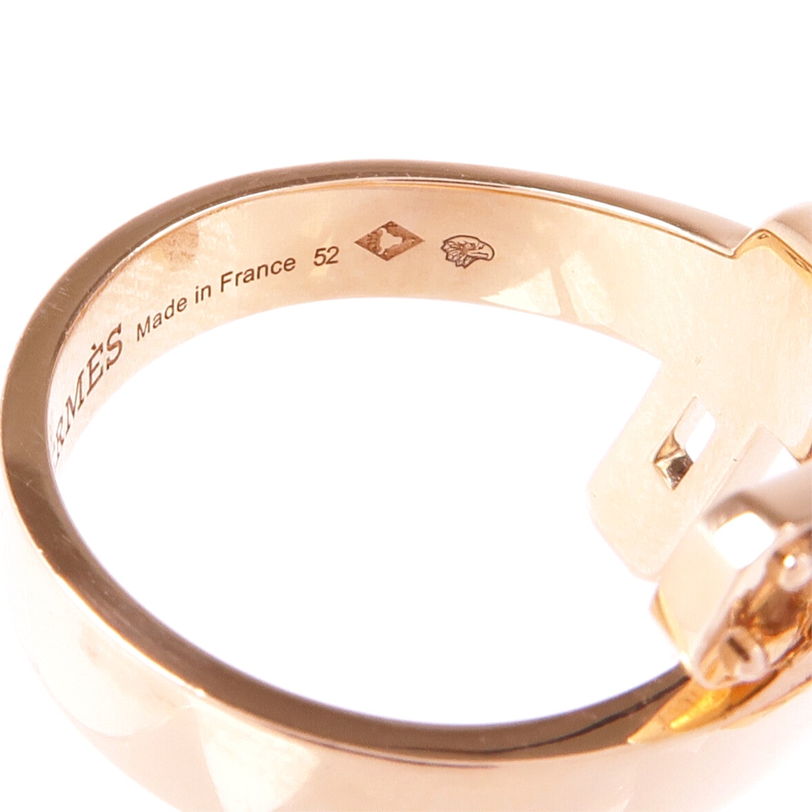 HERMES 18K玫瑰金Kelly Gavroche Ring戒指Hermes#52/US#6