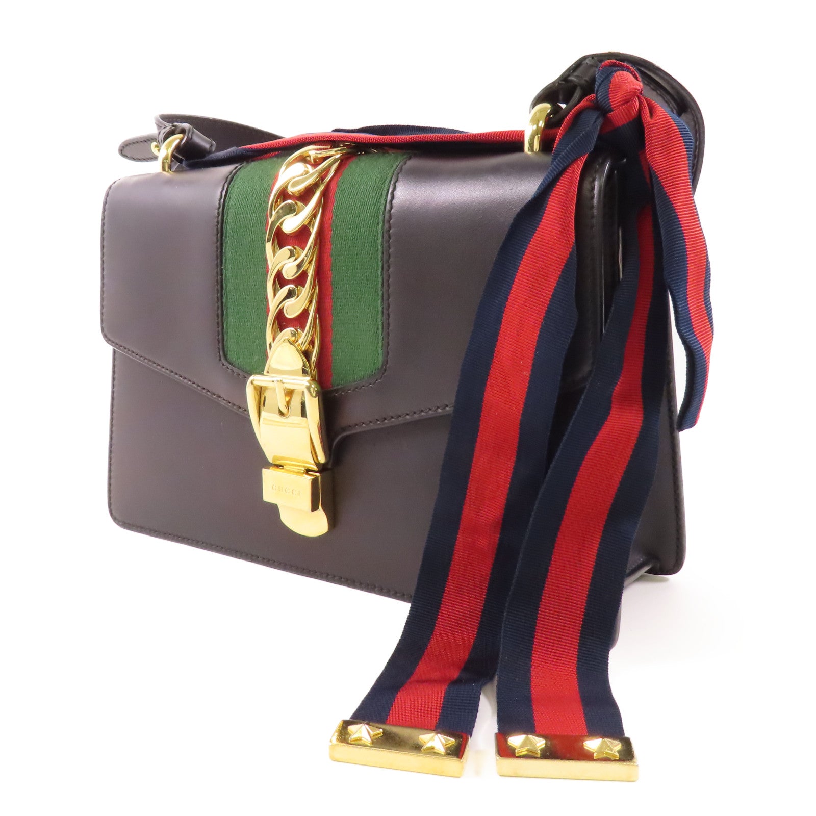 GUCCI GG GHW 2 Way Bag 421882 Leather Black