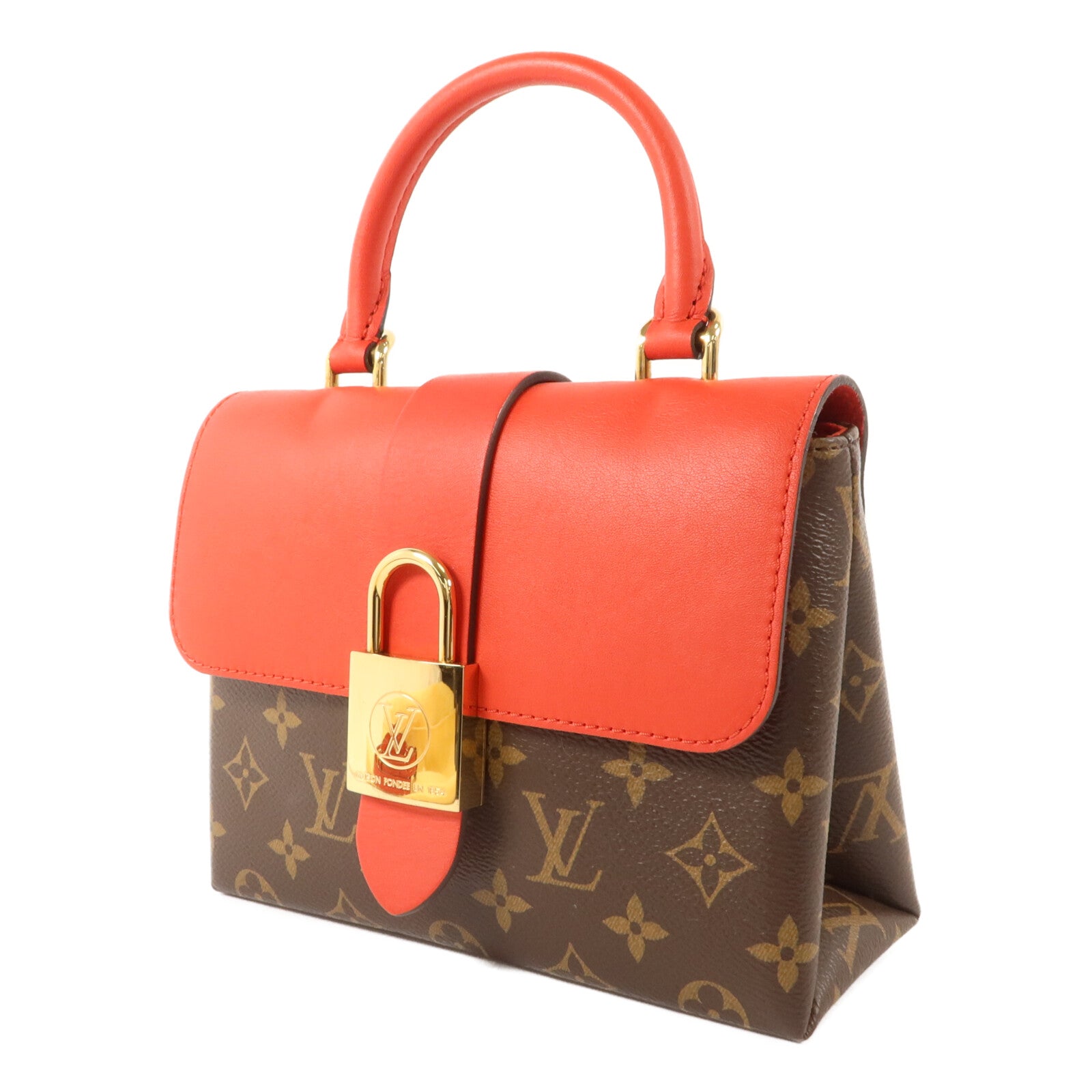LOUIS VUITTON Monogram Locky BB手挽肩背棕色/紅色