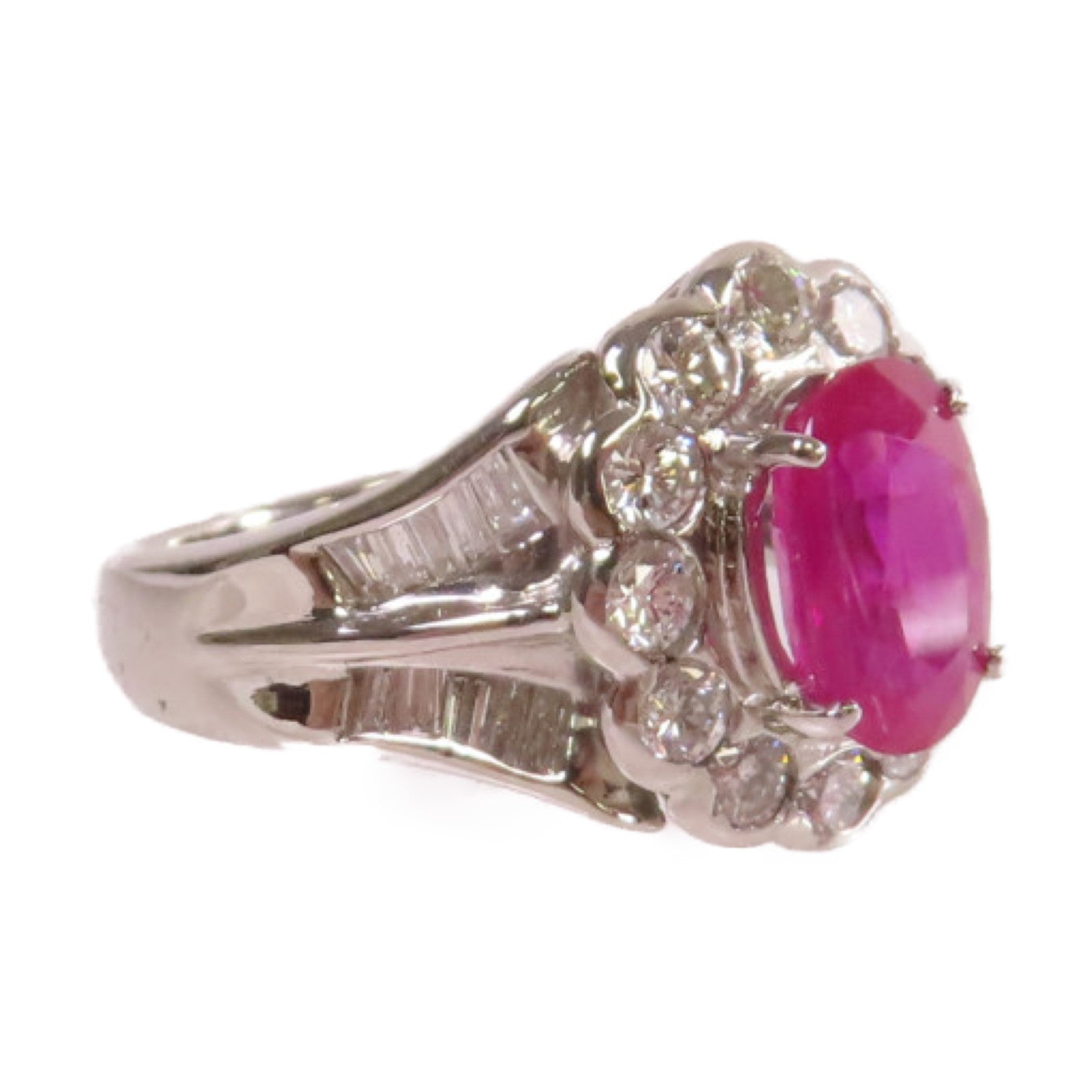JEWELRY 【激減優惠】PT900鉑金/2.10ct紅寶石/1.12ct鑽石Ruby Ring戒指US#5.5