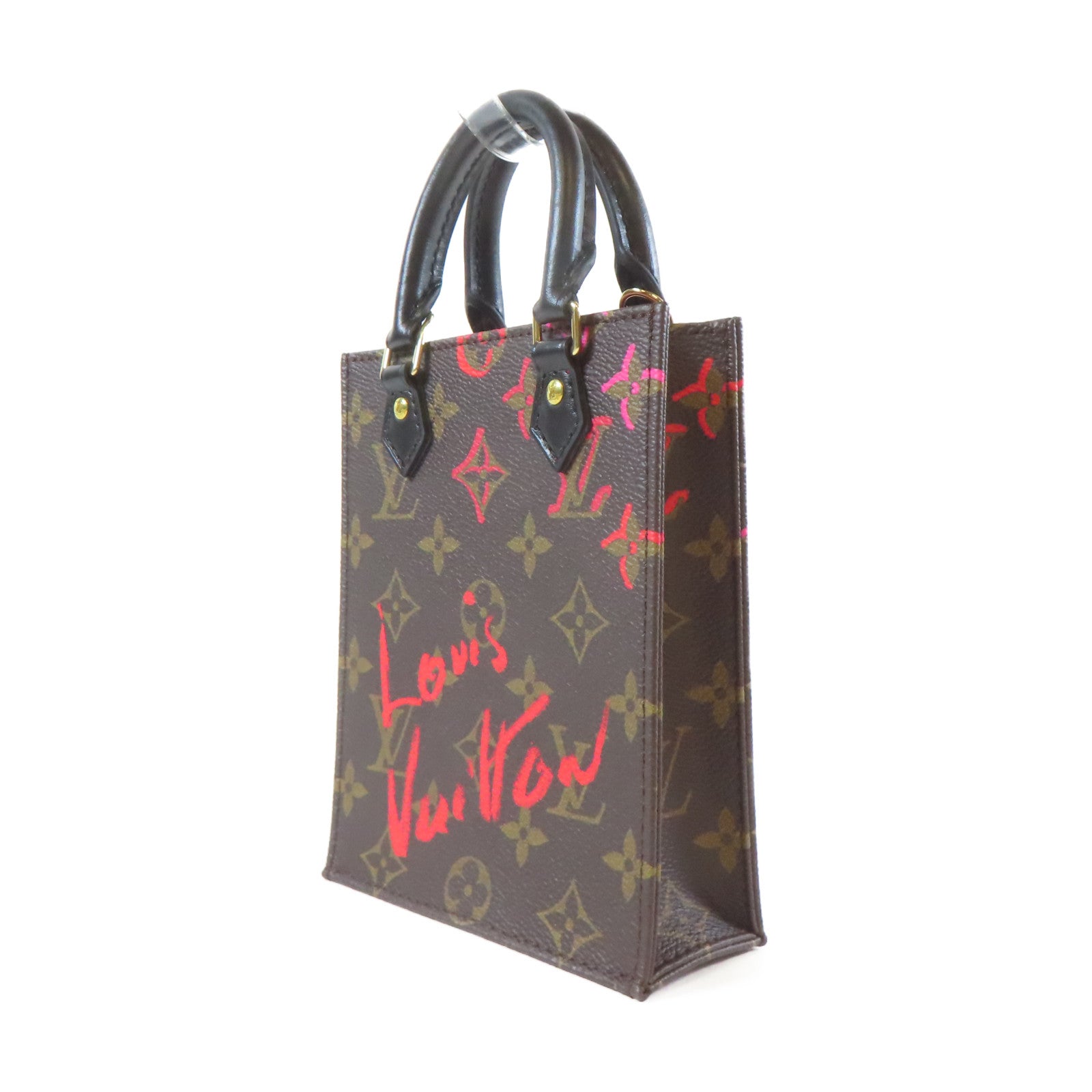 LOUIS VUITTON Monogram Petit Sac Plat金扣手挽肩背兩用袋啡色