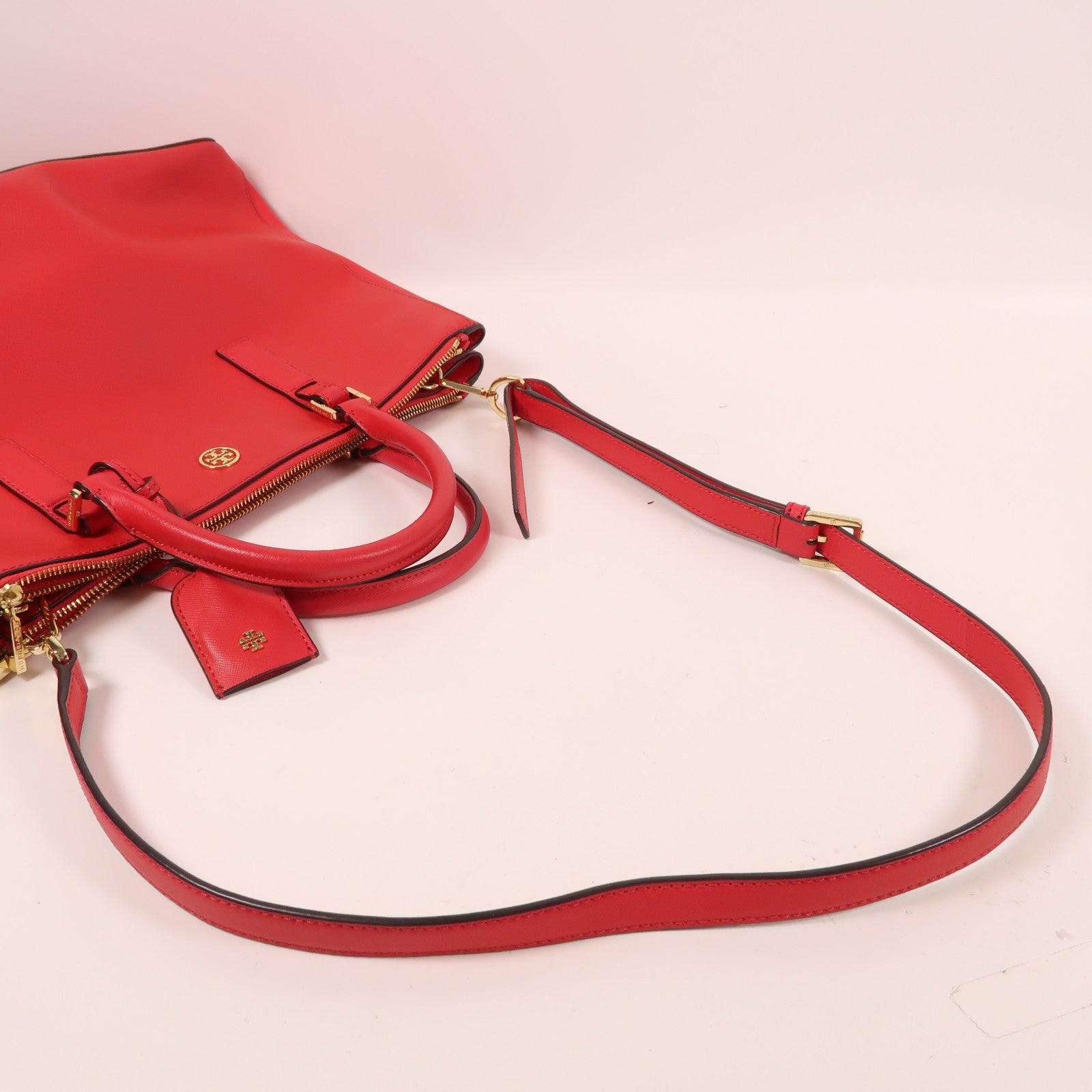 牛皮皮革2 Way Shoulder金扣手挽肩背兩用袋