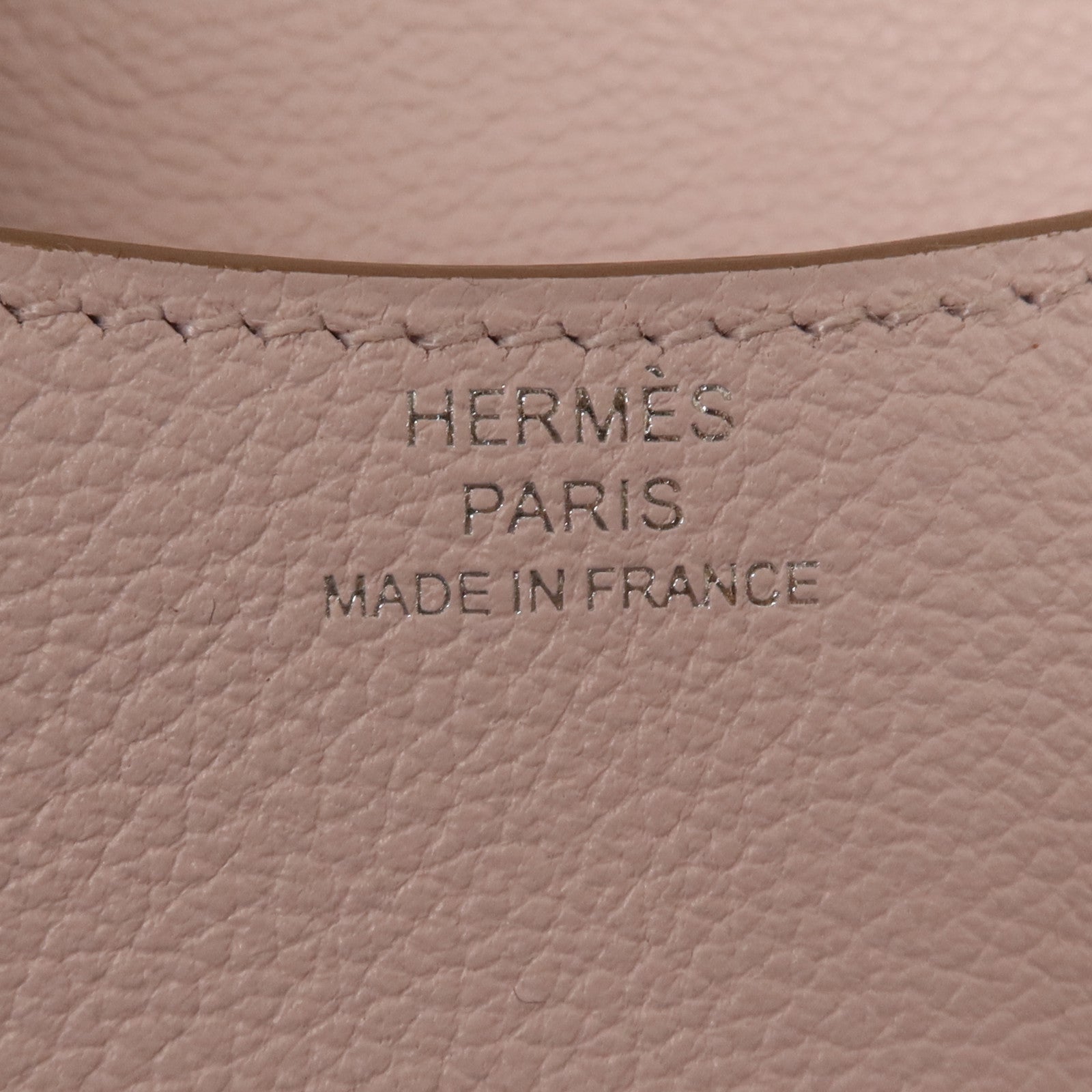 HERMES Evercolor皮革Constance Silm銀扣手拿包Rose Dragee
