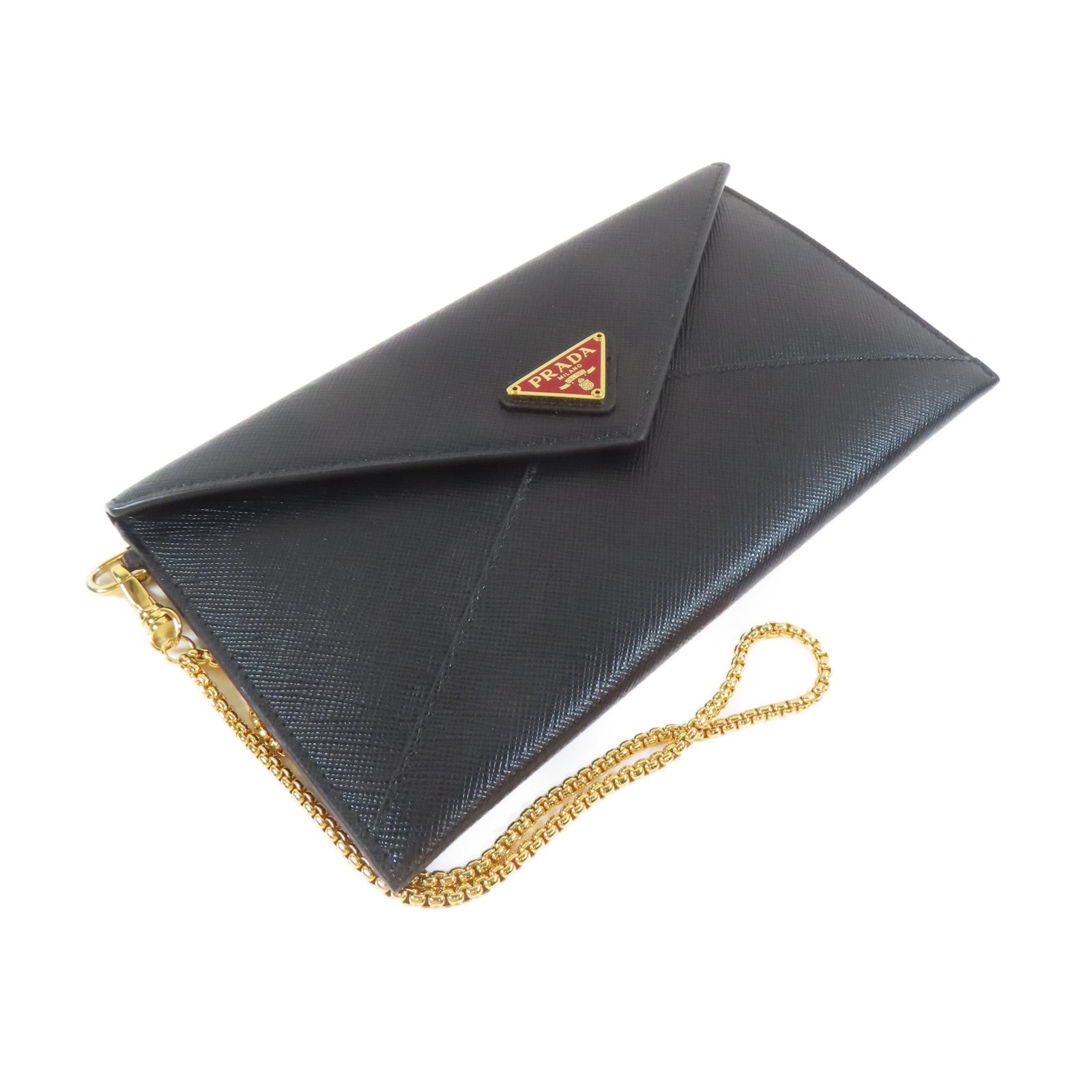 PRADA 牛皮皮革Long wallet金扣長錢包黑色