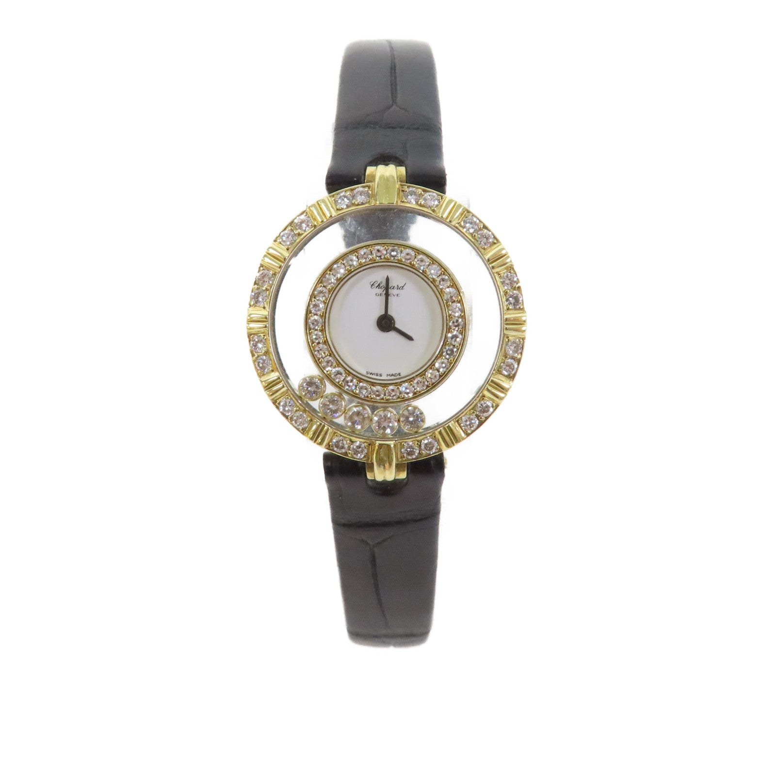 Chopard Happy Diamonds 18K黃金手錶石英機芯白色