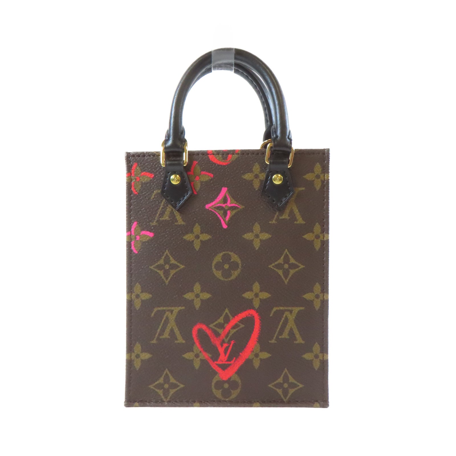 LOUIS VUITTON Monogram Petit Sac Plat金扣手挽肩背兩用袋啡色