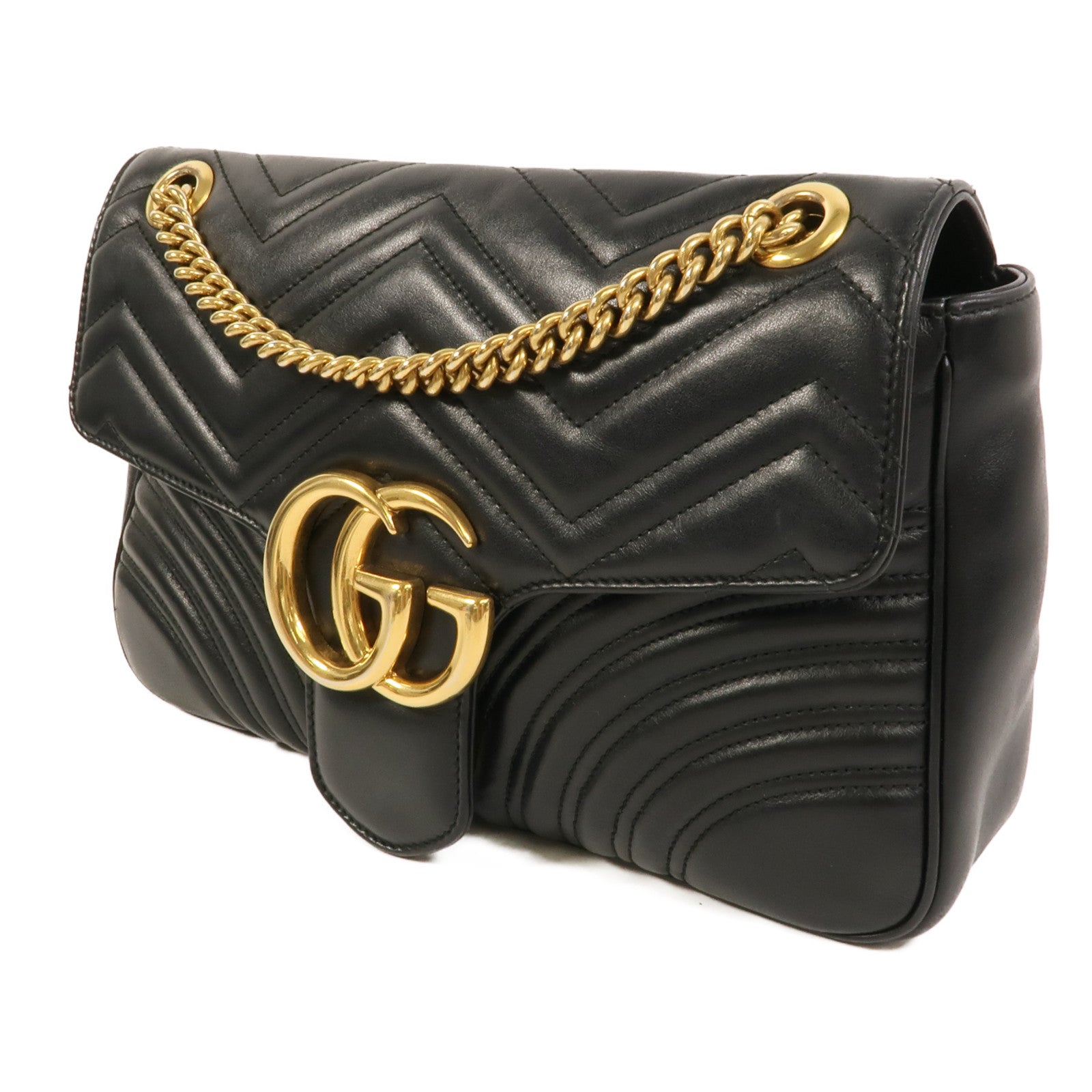 GUCCI 牛皮皮革GG Marmont Medium鏈帶肩背袋