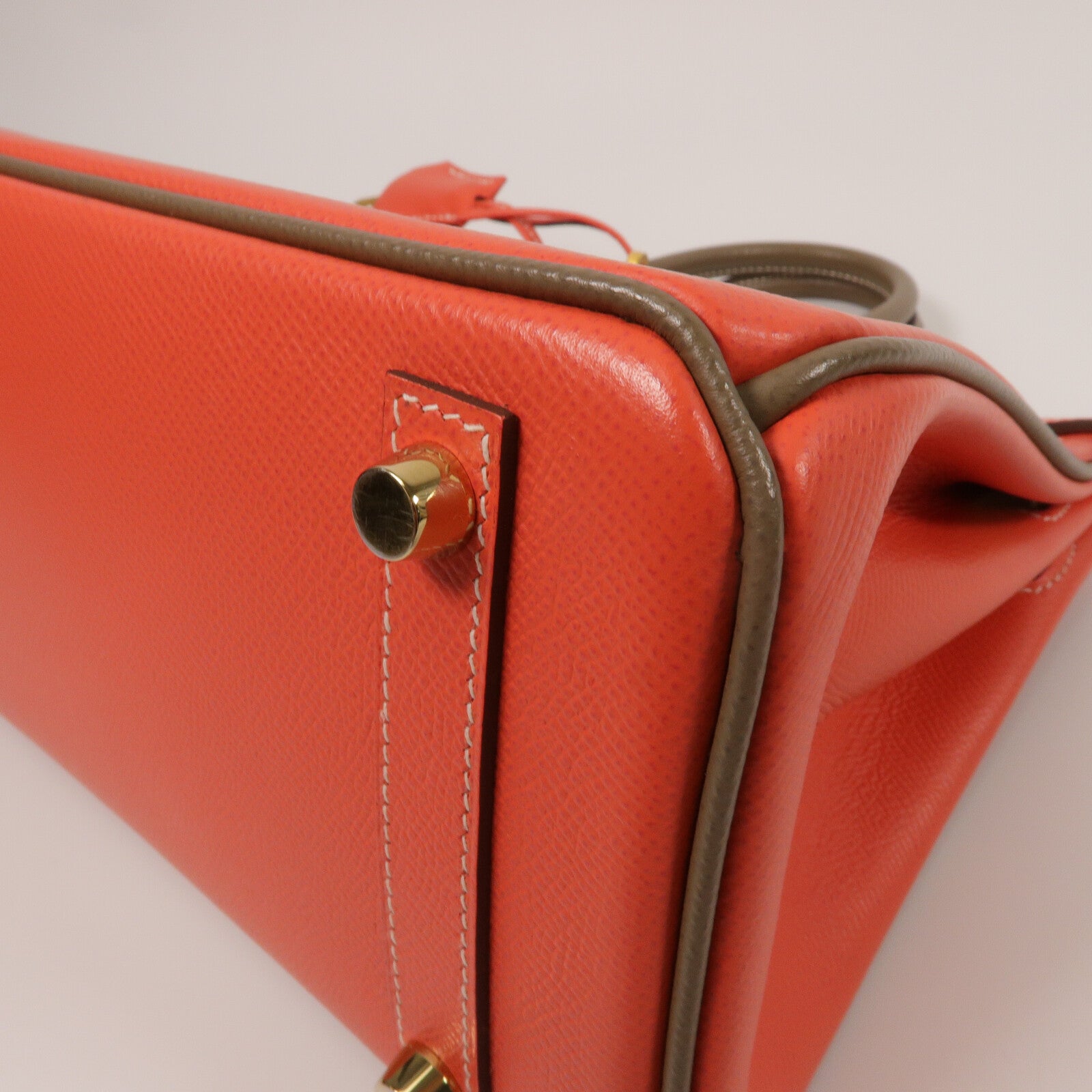 HERMES Epsom皮革Birkin 25手挽袋Rose Jaipur/Etoupe