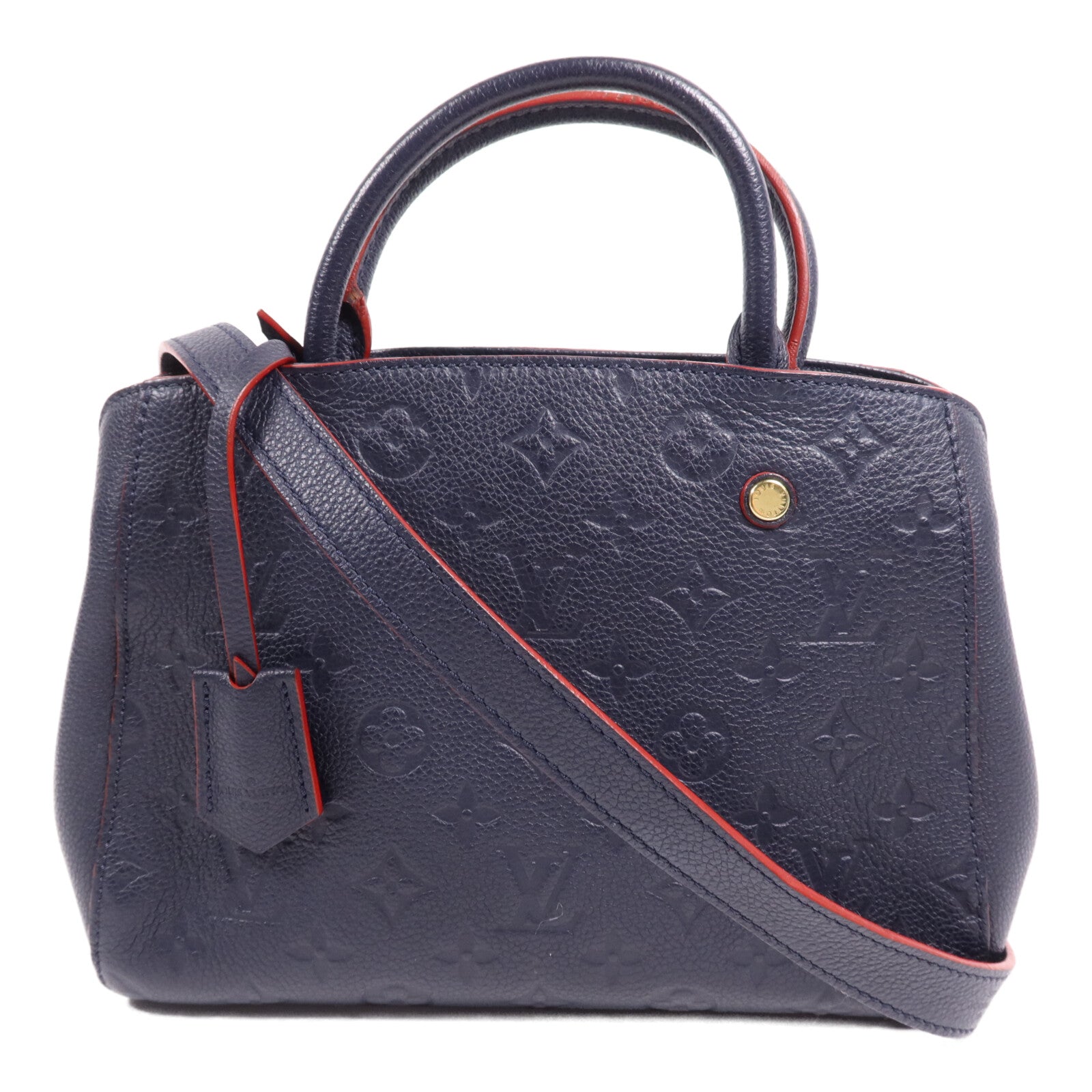 LOUIS VUITTON Monogram Empreinte Montaigne BB金扣手挽肩背兩用袋