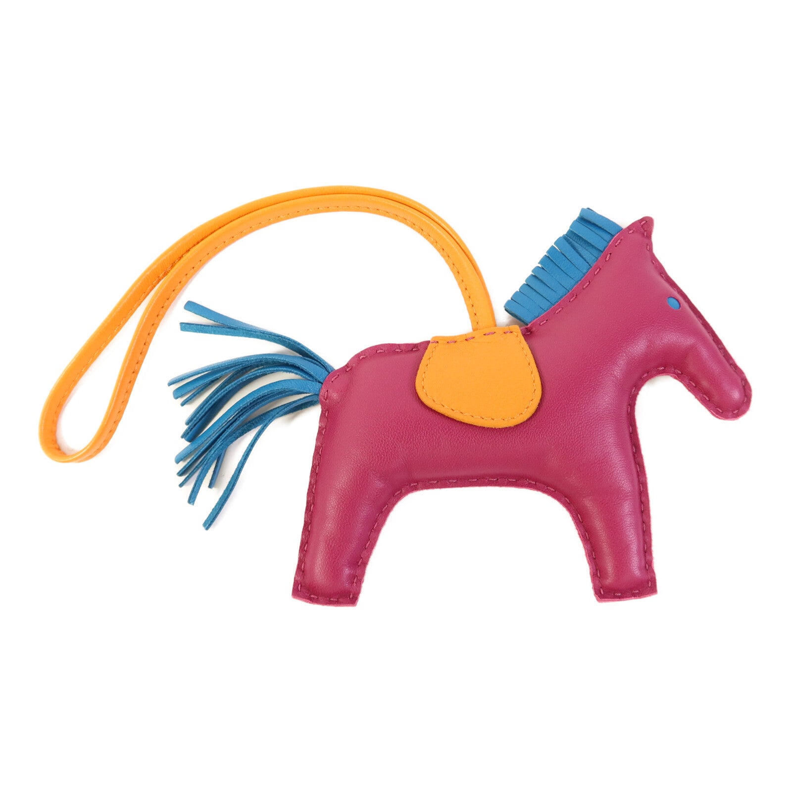 HERMES Milo皮革Rodeo MM掛飾Orange/Purple