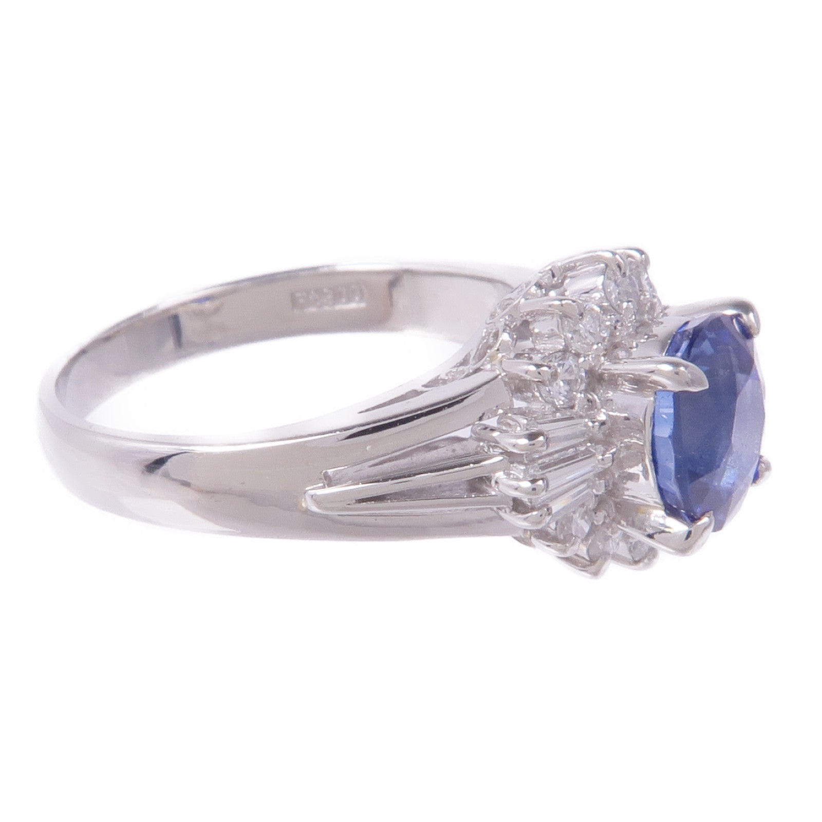 JEWELRY PT900鉑金Sapphire Diamond Ring藍寶石/鑽石戒指US#5.25