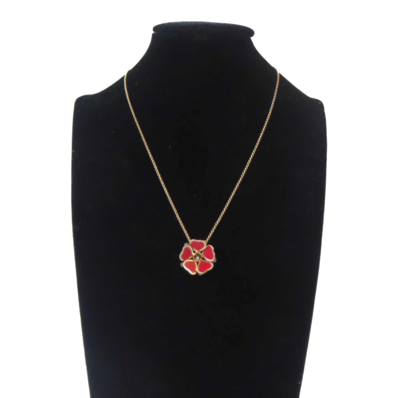 Chopard 18K玫瑰金Happy Hearts Flower Necklace 0.05ct鑽石項鍊#42cm