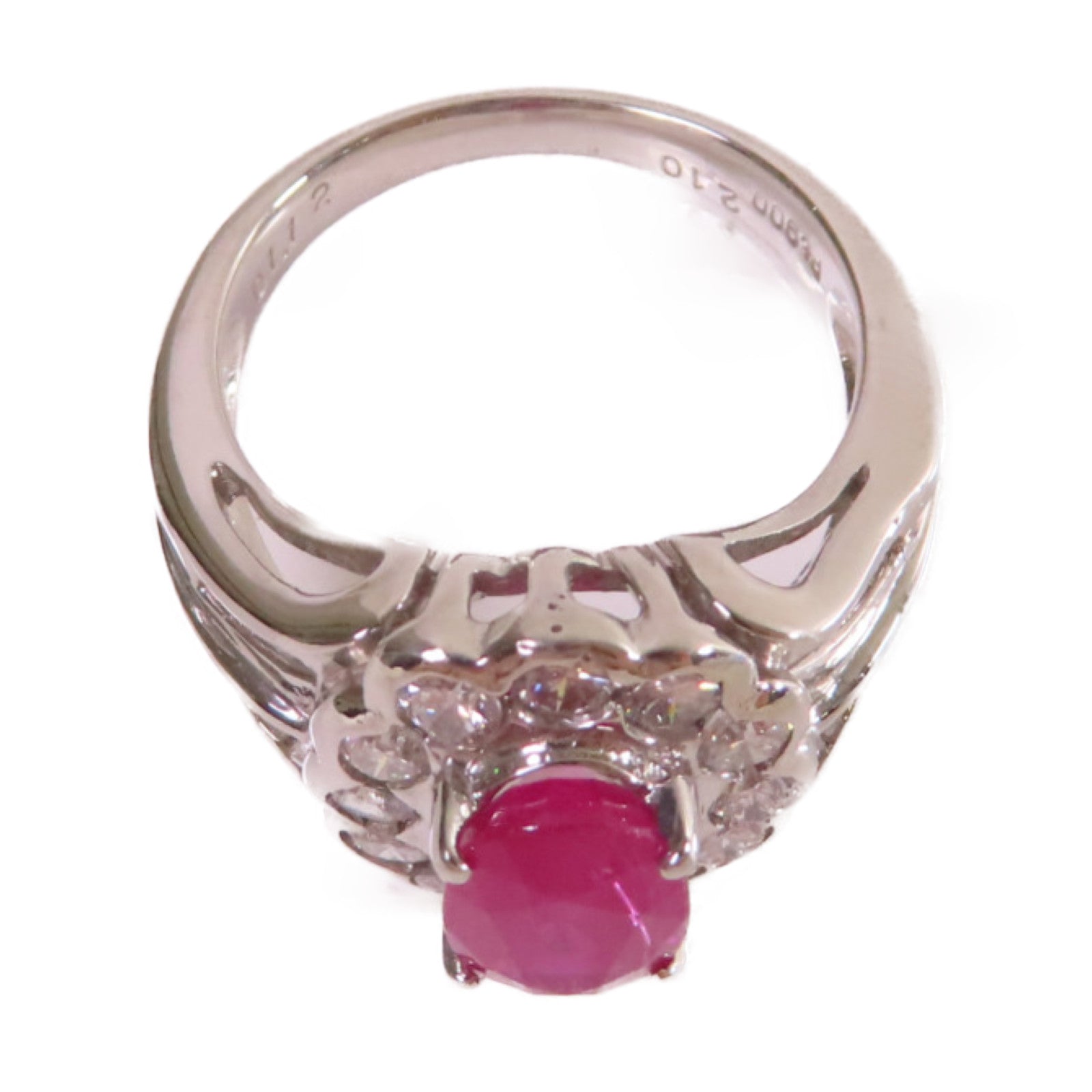 JEWELRY 【激減優惠】PT900鉑金/2.10ct紅寶石/1.12ct鑽石Ruby Ring戒指US#5.5