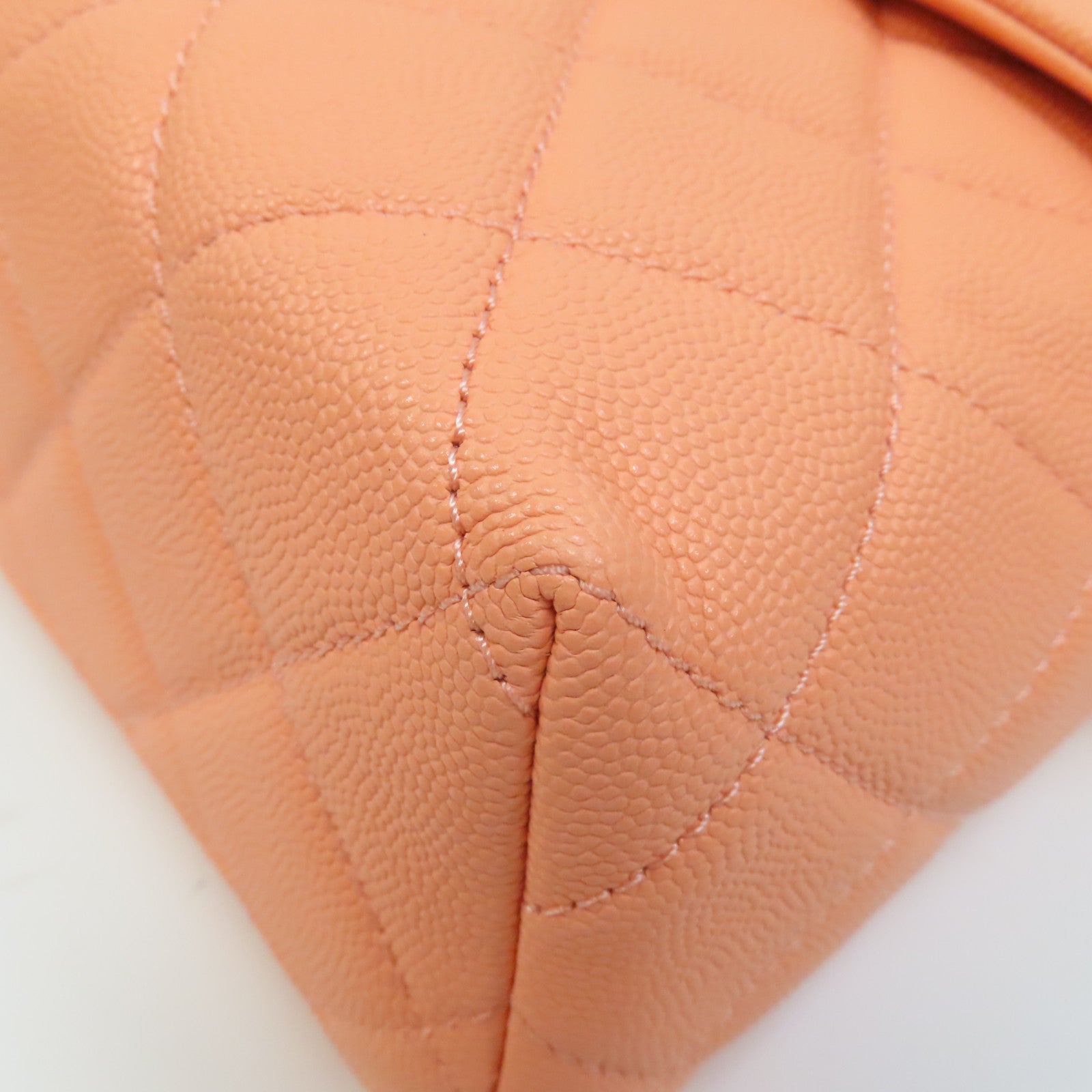 CHANEL 菱格Caviar皮革Chain Shoulder Bag金扣手挽肩背兩用袋粉橙色