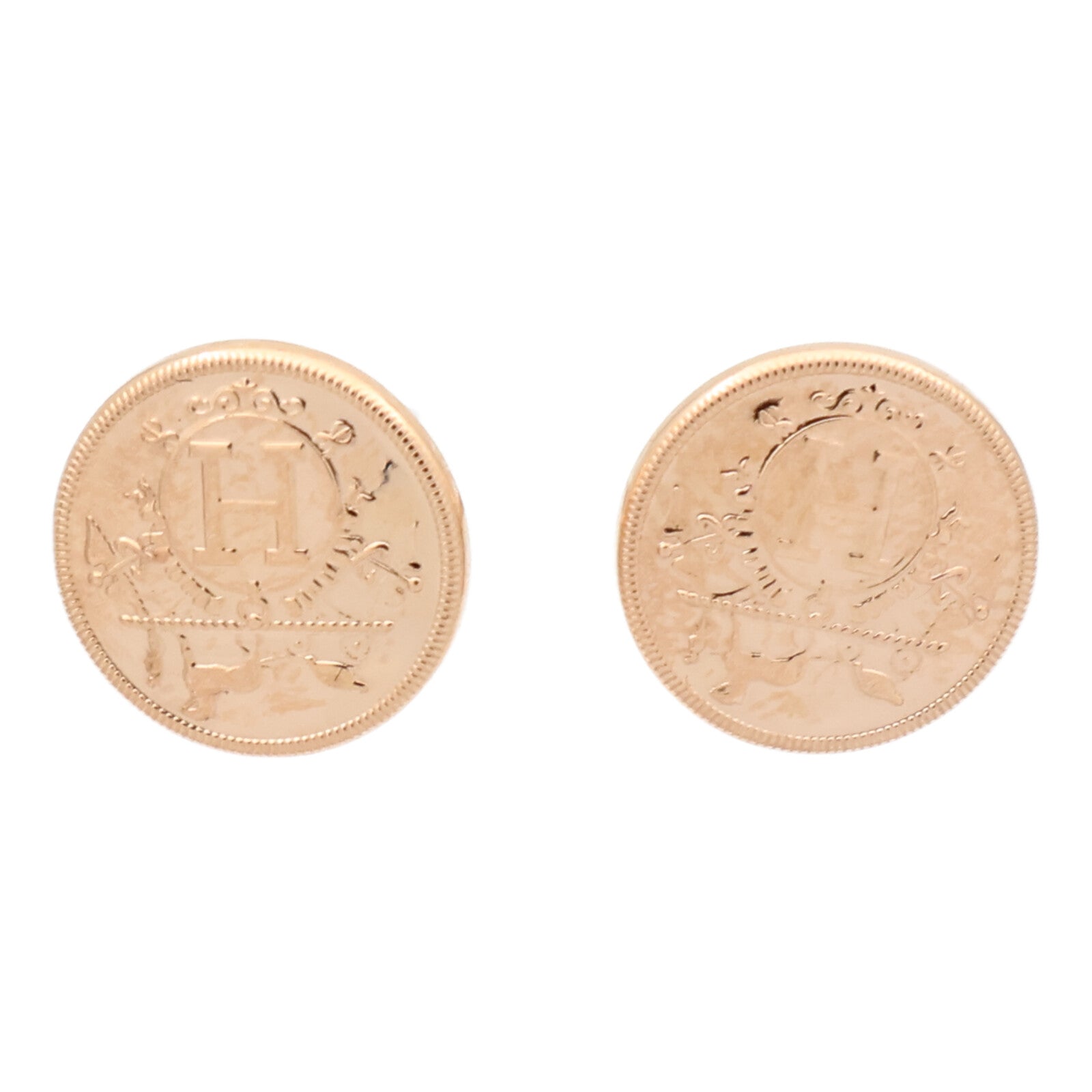 HERMES 18K玫瑰金Ex-Libris Earrings耳環