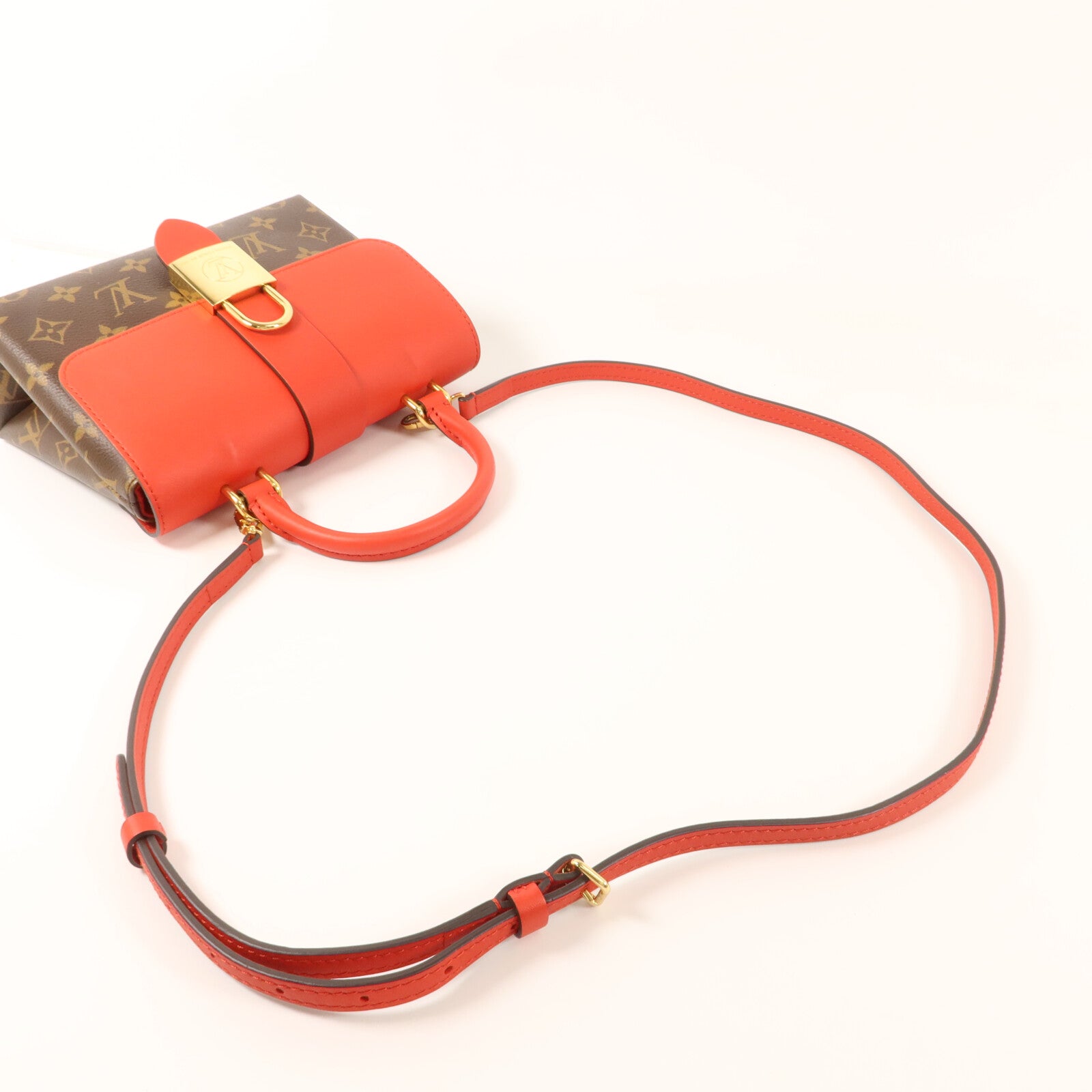 LOUIS VUITTON Monogram Locky BB手挽肩背棕色/紅色