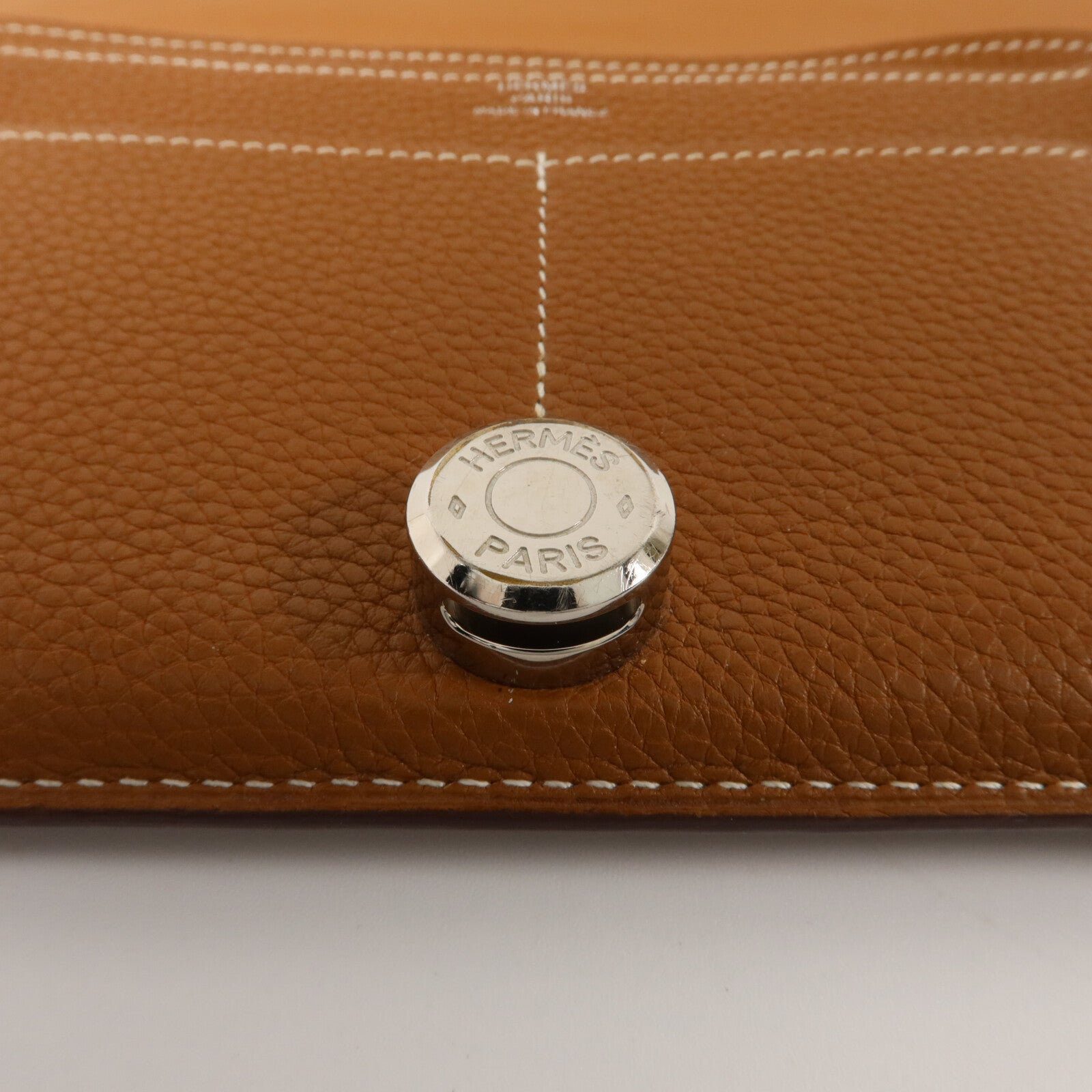 HERMES Togo皮革Dogon Compact長錢包Gold