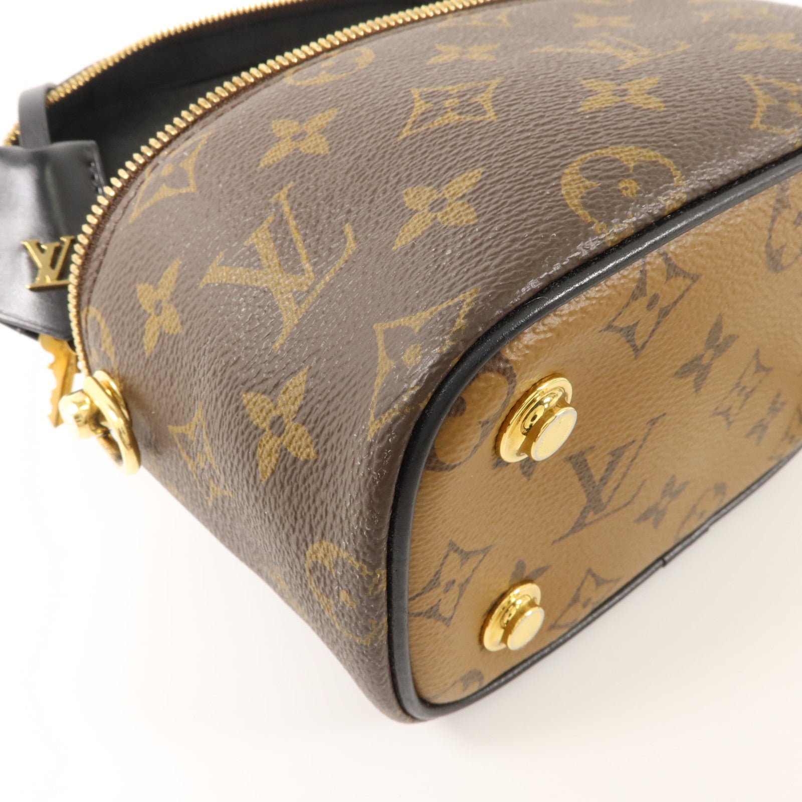LOUIS VUITTON Monogram Reverse Vanity PM金扣手挽肩背兩用袋棕色