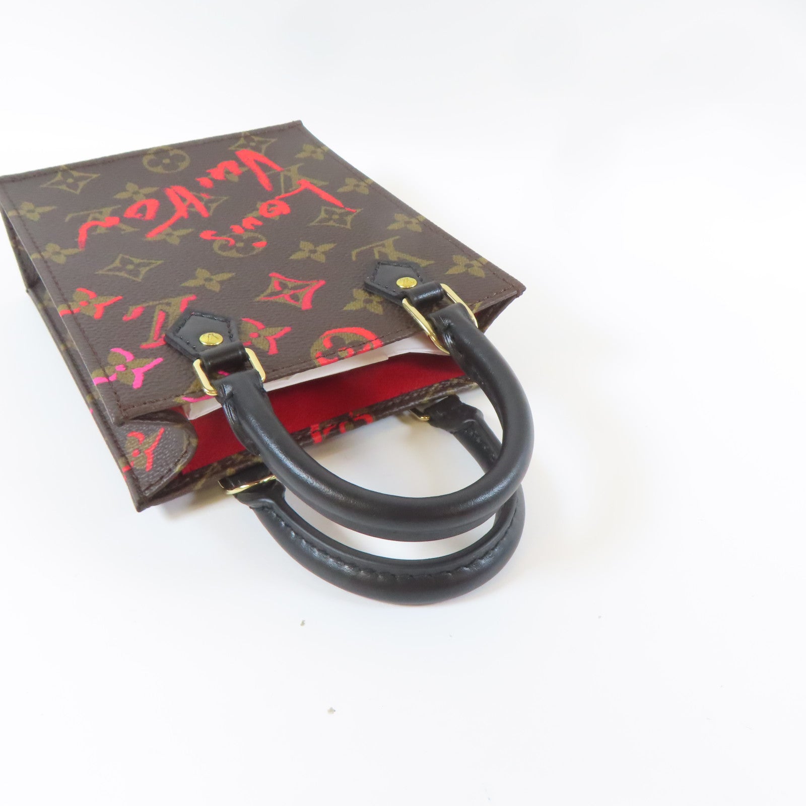LOUIS VUITTON Monogram Petit Sac Plat金扣手挽肩背兩用袋啡色