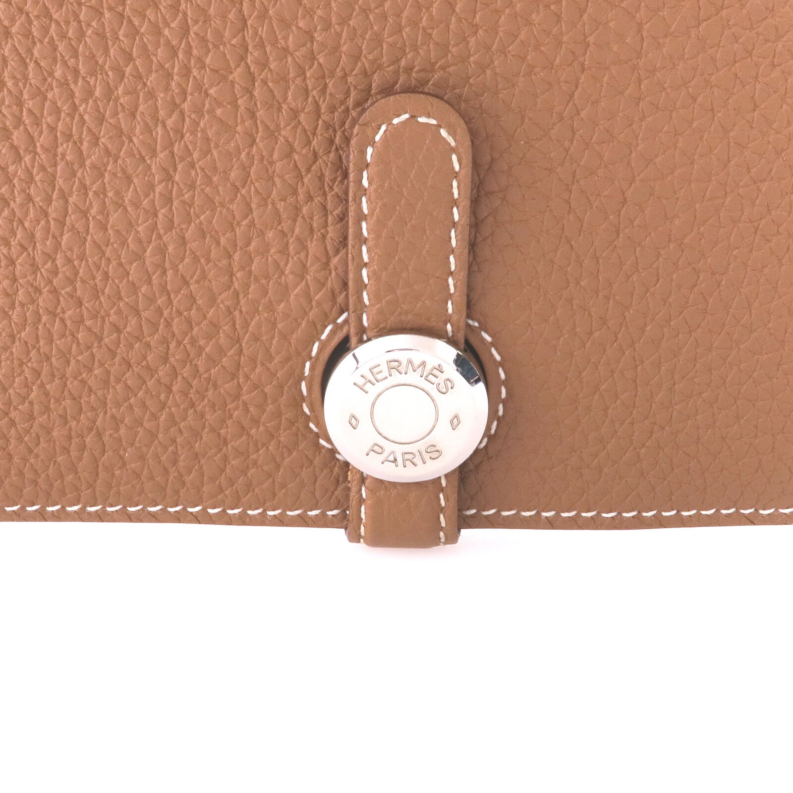 HERMES Clemence皮革Dogon GM銀扣掛飾Gold