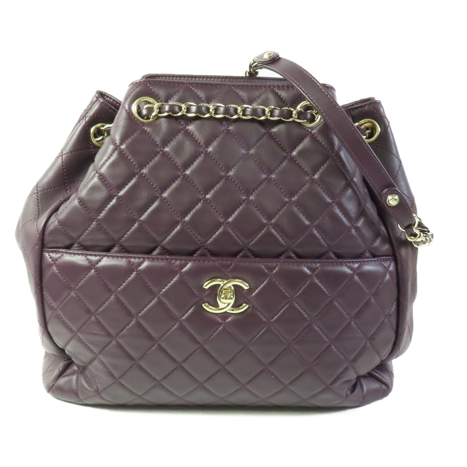 CHANEL 羊皮皮革Shoulder Bag金扣鏈帶肩背袋
