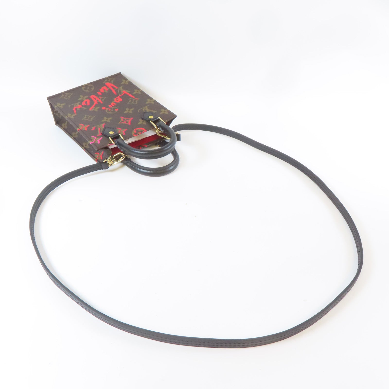 LOUIS VUITTON Monogram Petit Sac Plat金扣手挽肩背兩用袋啡色
