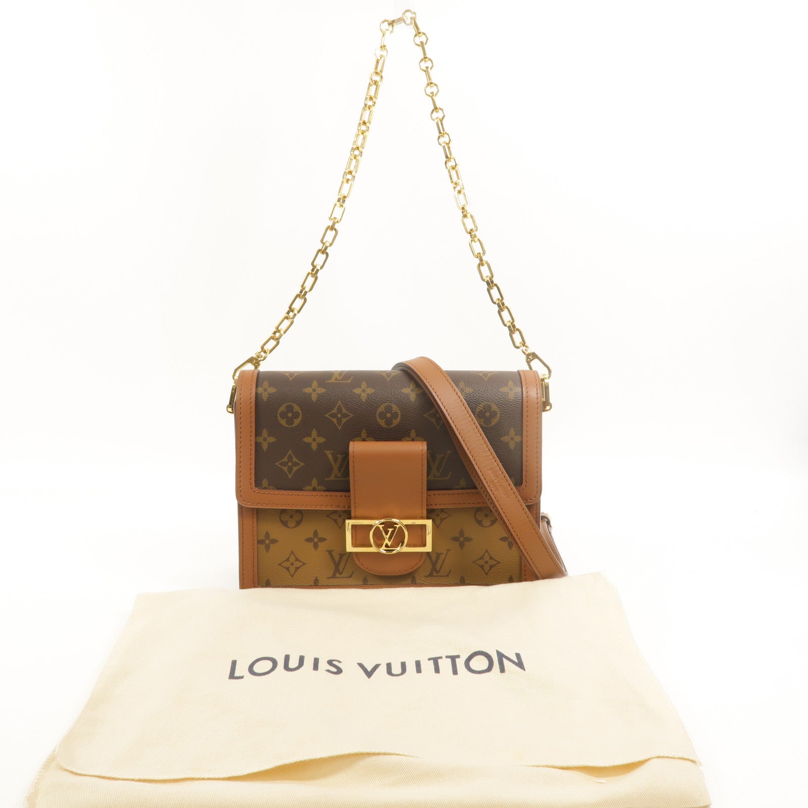 LOUIS VUITTON Monogram/Monogram Reverse Dauphine MM手挽肩背兩用袋