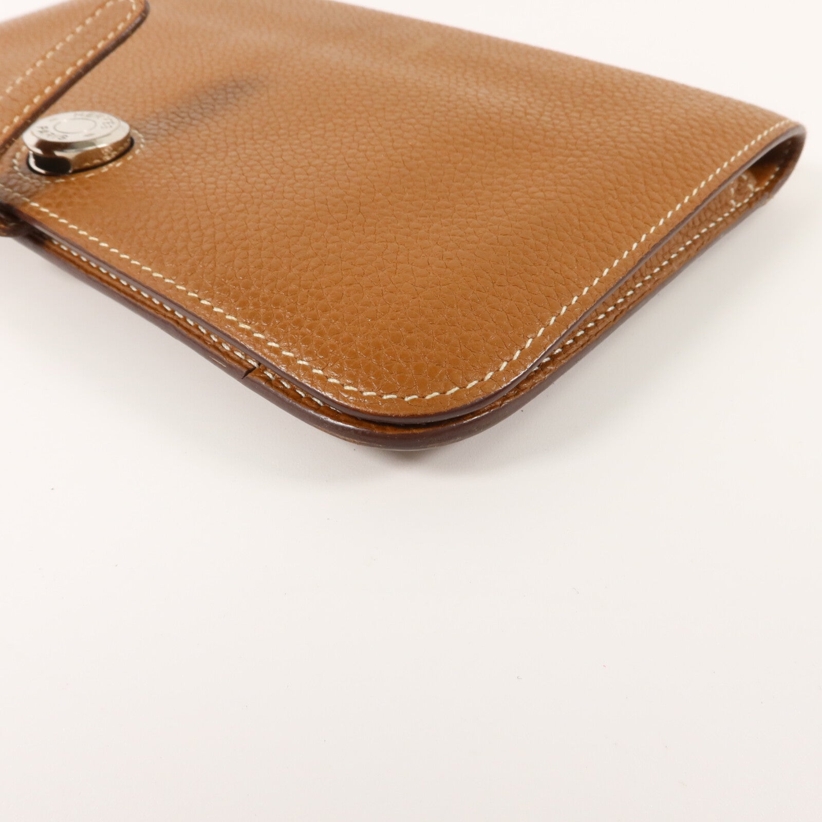 HERMES Togo皮革Dogon Compact長錢包Gold