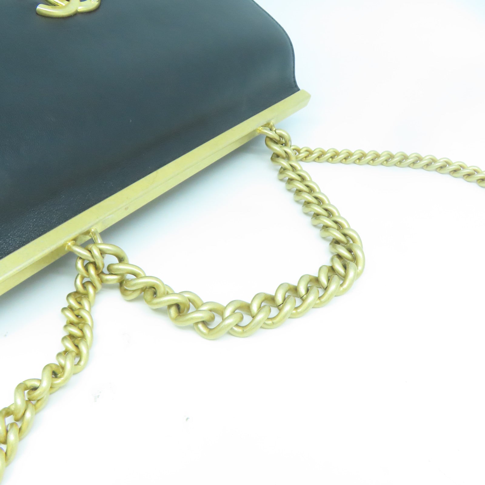 CHANEL 【清倉大減價】菱格牛皮皮革Chain Shoulder金扣手挽肩背兩用袋黑色