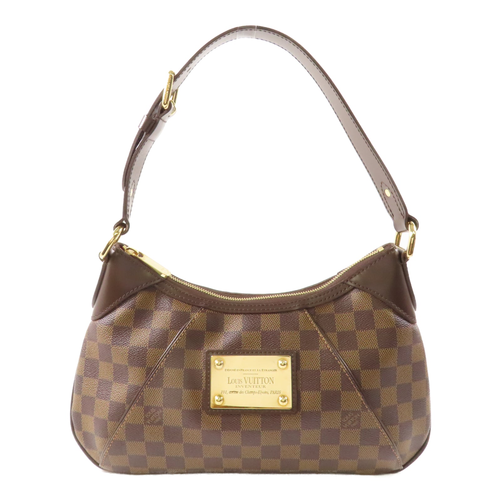 LOUIS VUITTON Damier Thames PM金扣肩背袋啡色