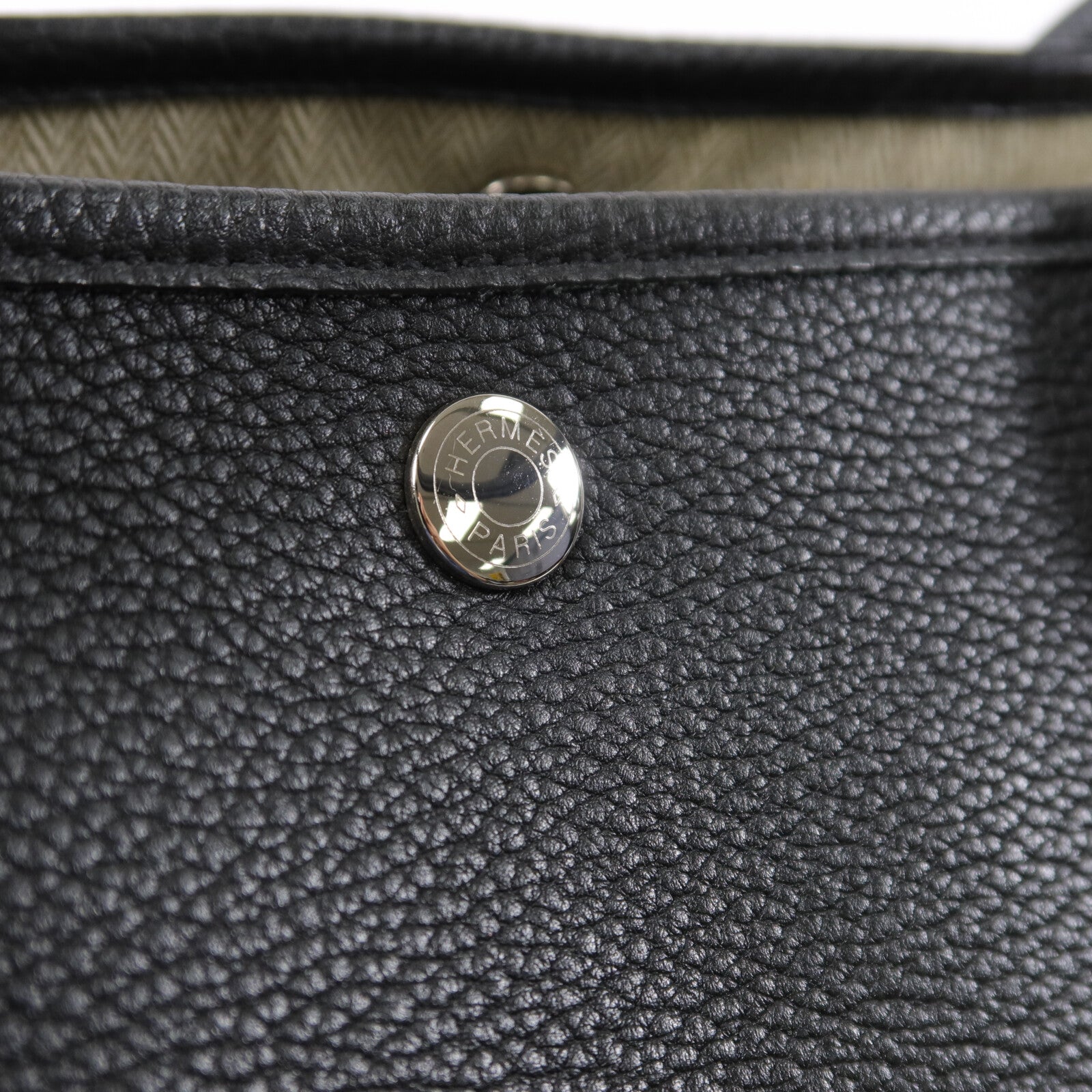 HERMES Clemence皮革Garden Party PM手挽袋Noir