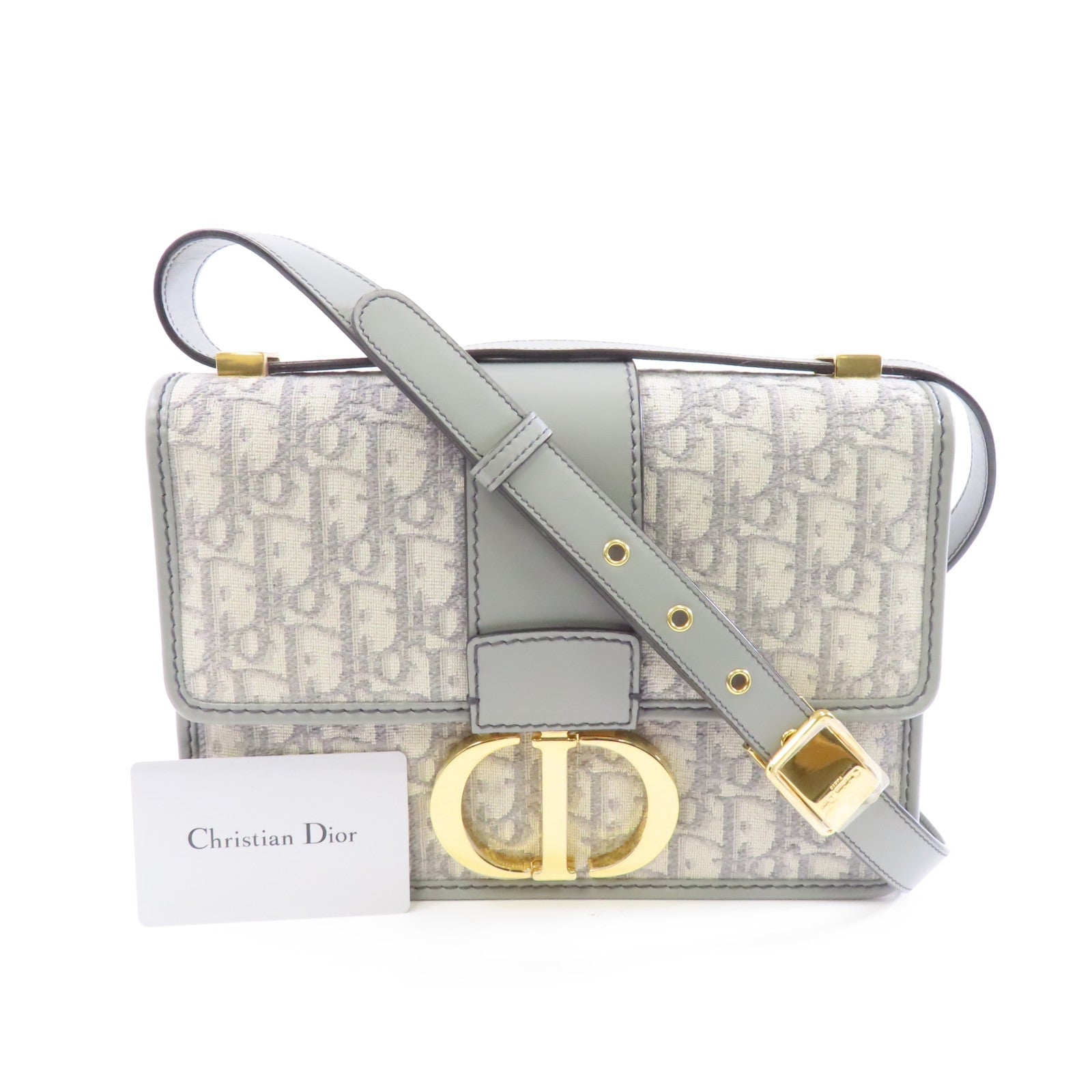 Dior 帆布Montaigne 30金扣肩背袋灰色