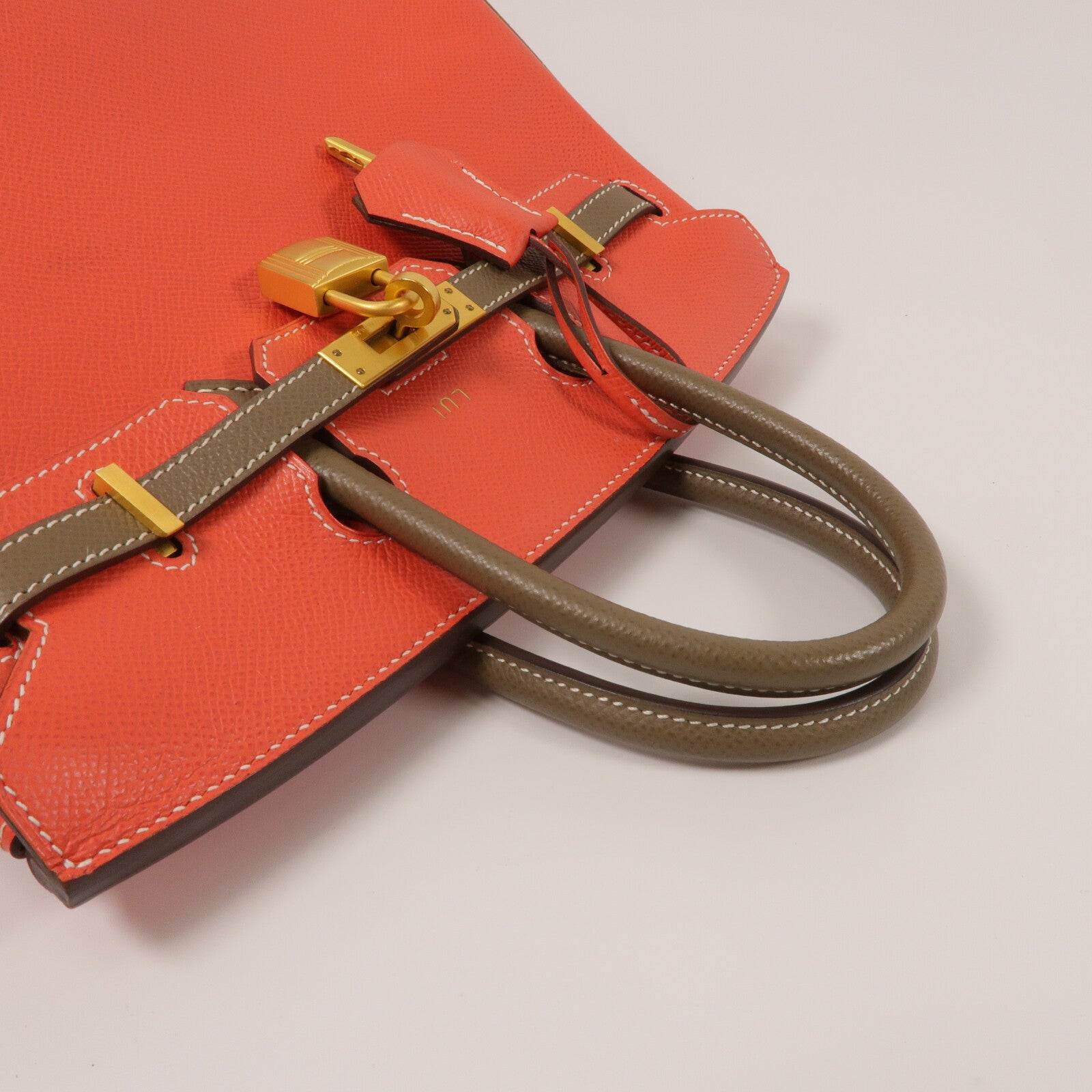 HERMES Epsom皮革Birkin 25手挽袋Rose Jaipur/Etoupe