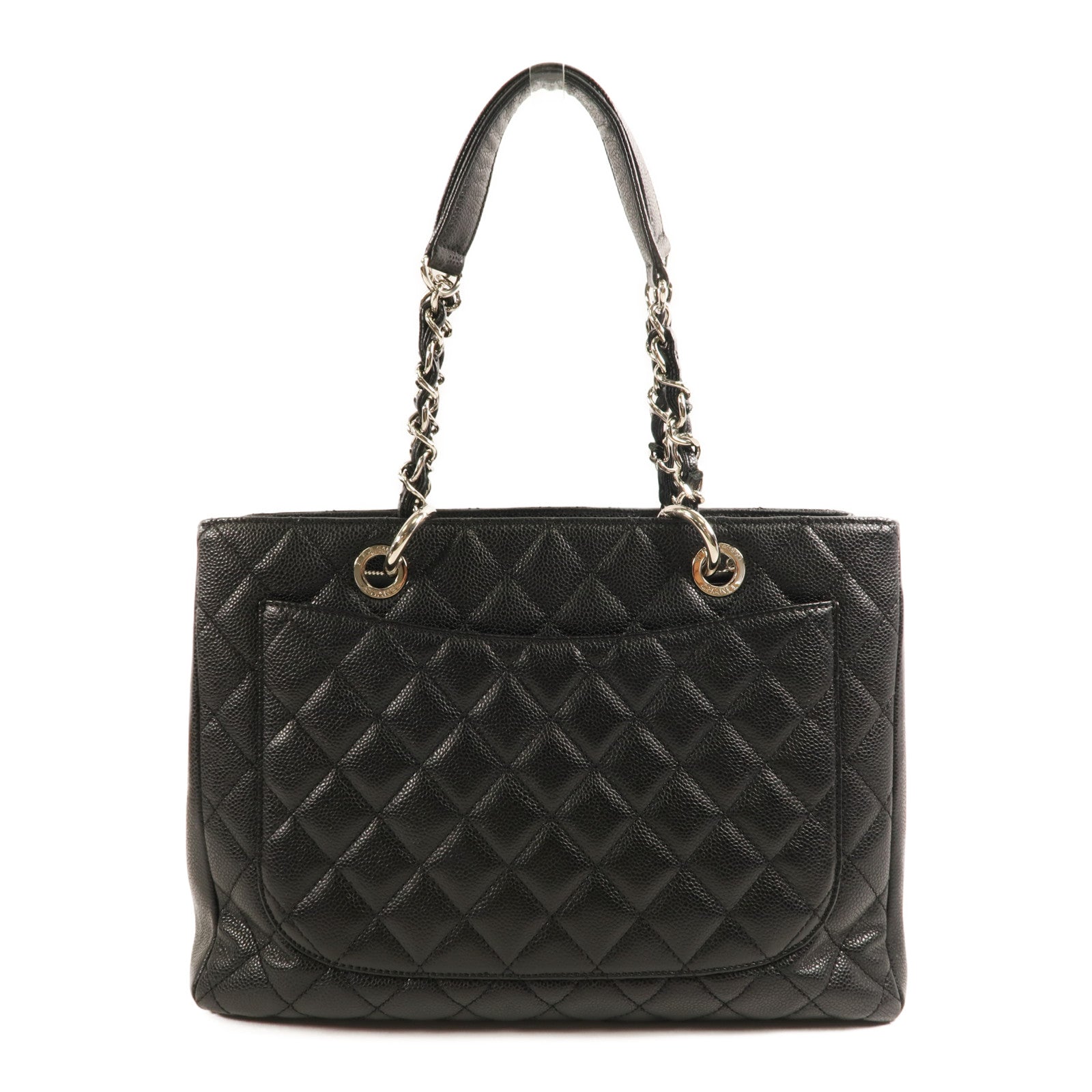 CHANEL 牛皮皮革GST Grand Shopping Tote Bag銀扣肩背袋/手挽袋