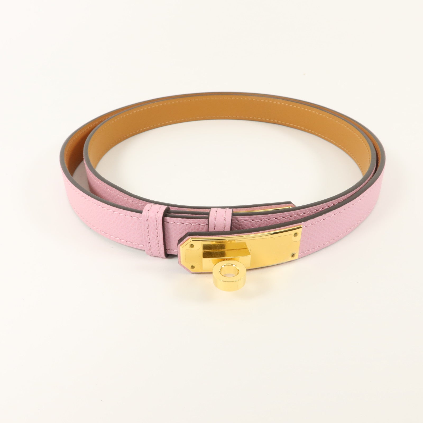 HERMES Epsom皮革Kelly 18 Belt皮帶Mauve Sylvestre