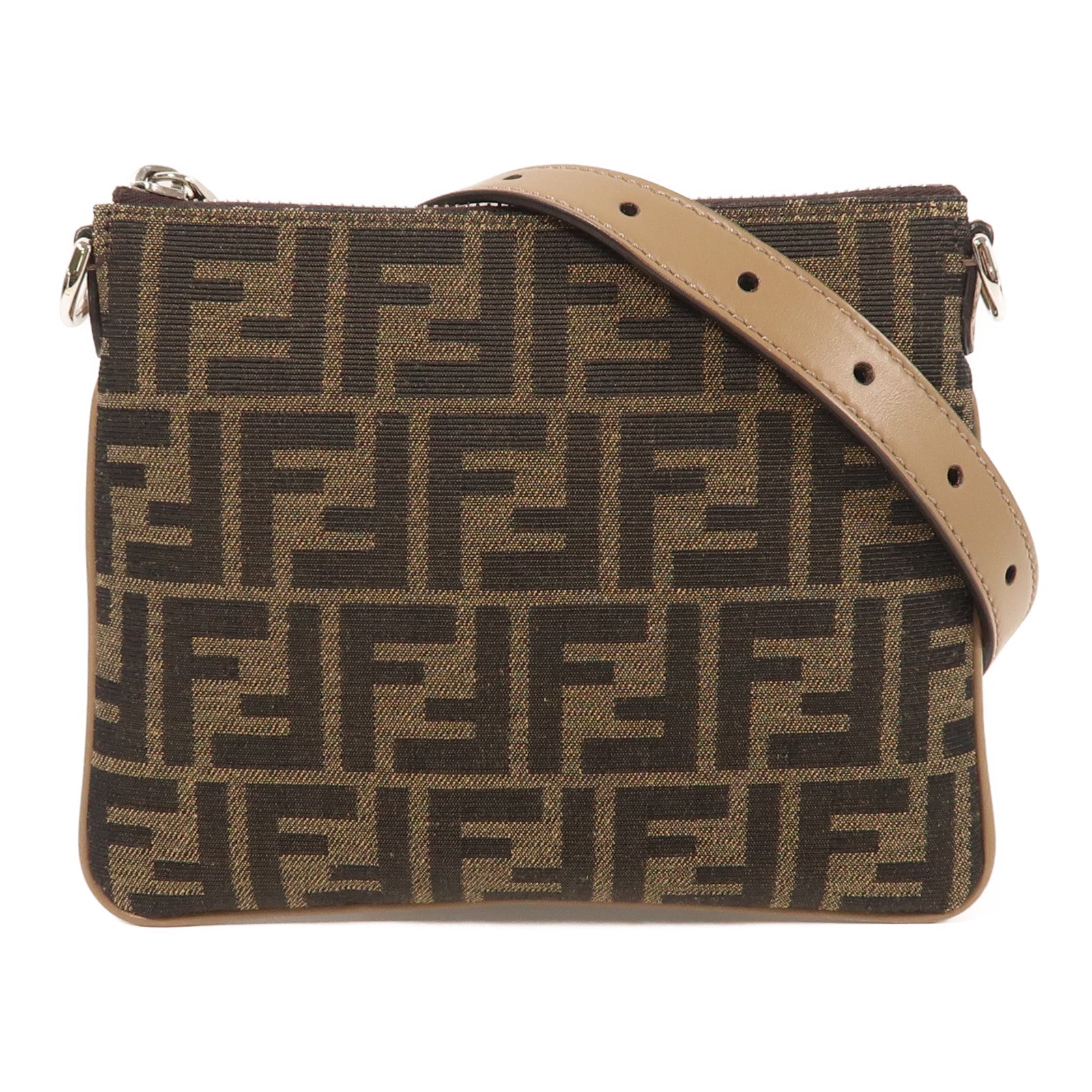 FENDI 帆布Shoulder Bag銀扣肩背袋