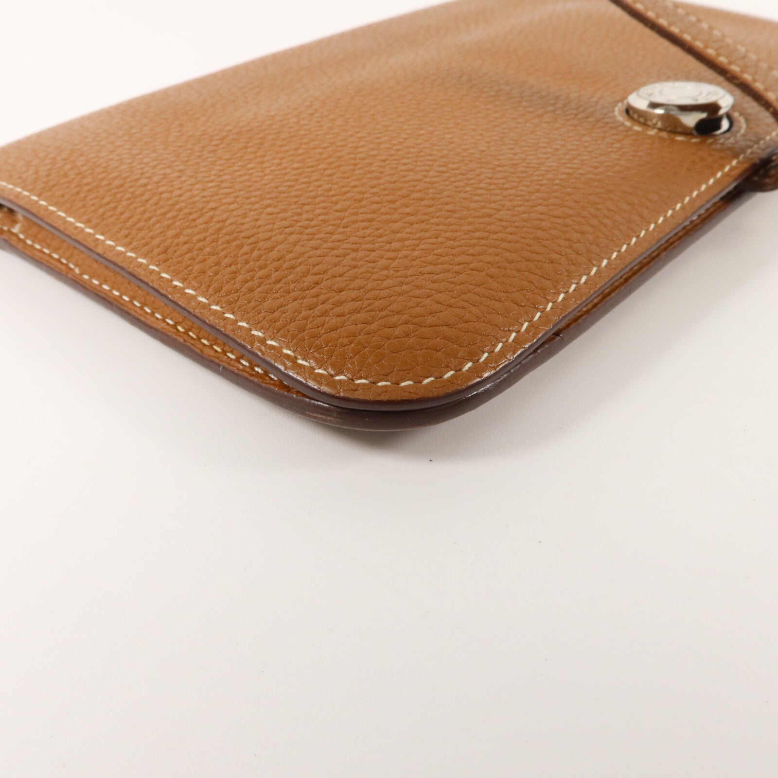HERMES Togo皮革Dogon Compact長錢包Gold