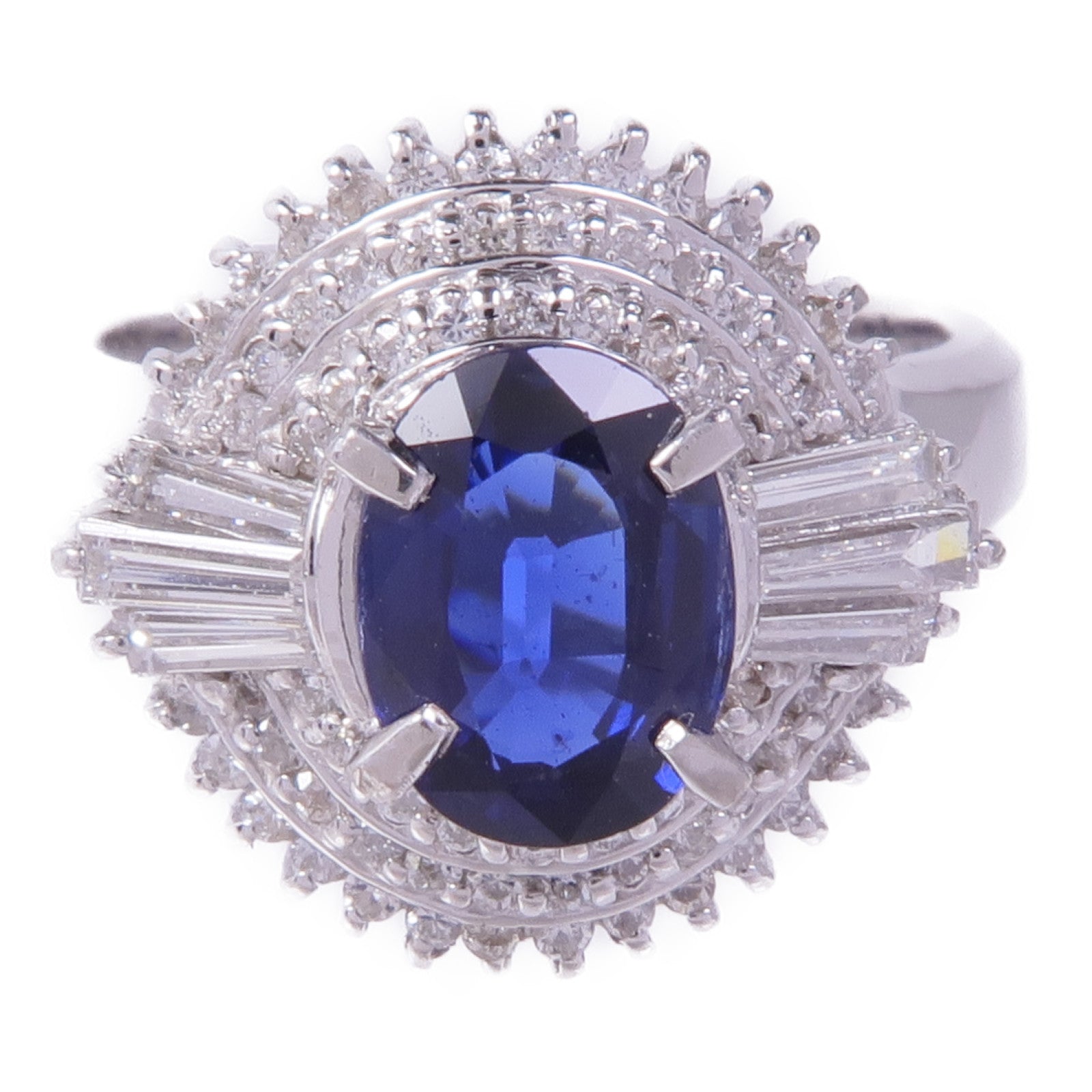JEWELRY PT900鉑金Sapphire Diamond Ring藍寶石/鑽石戒指US#6.5