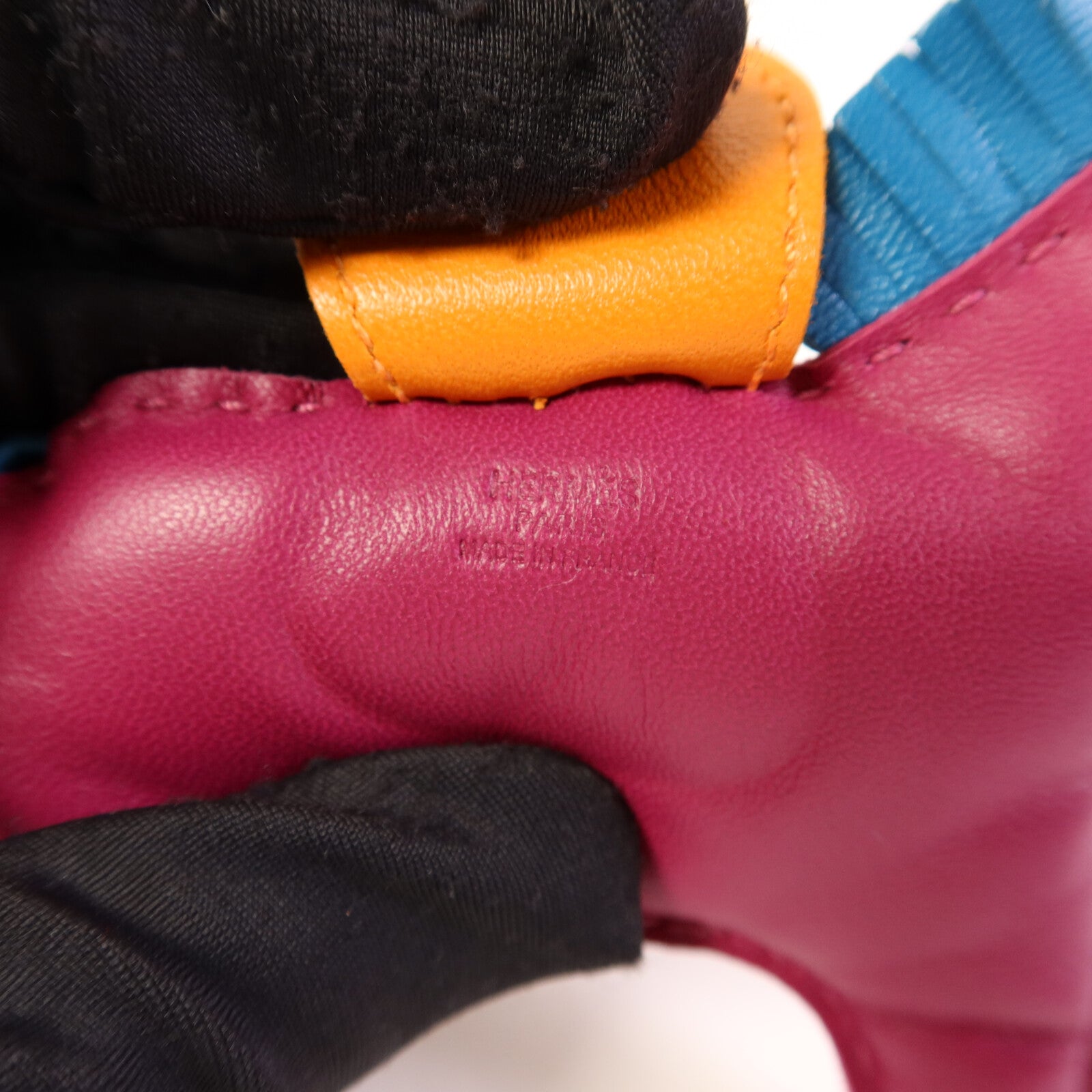 HERMES Milo皮革Rodeo MM掛飾Orange/Purple