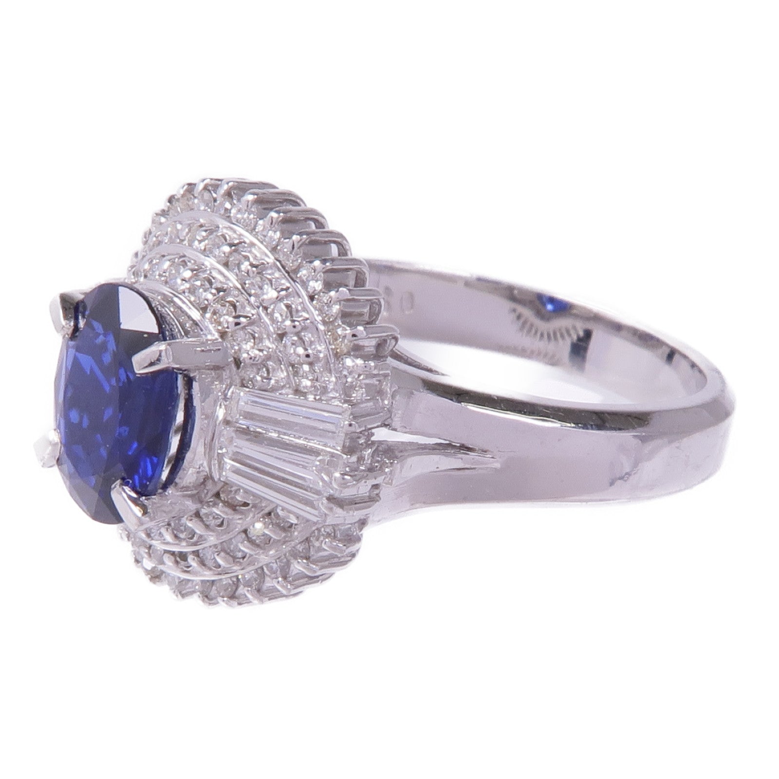 JEWELRY PT900鉑金Sapphire Diamond Ring藍寶石/鑽石戒指US#6.5